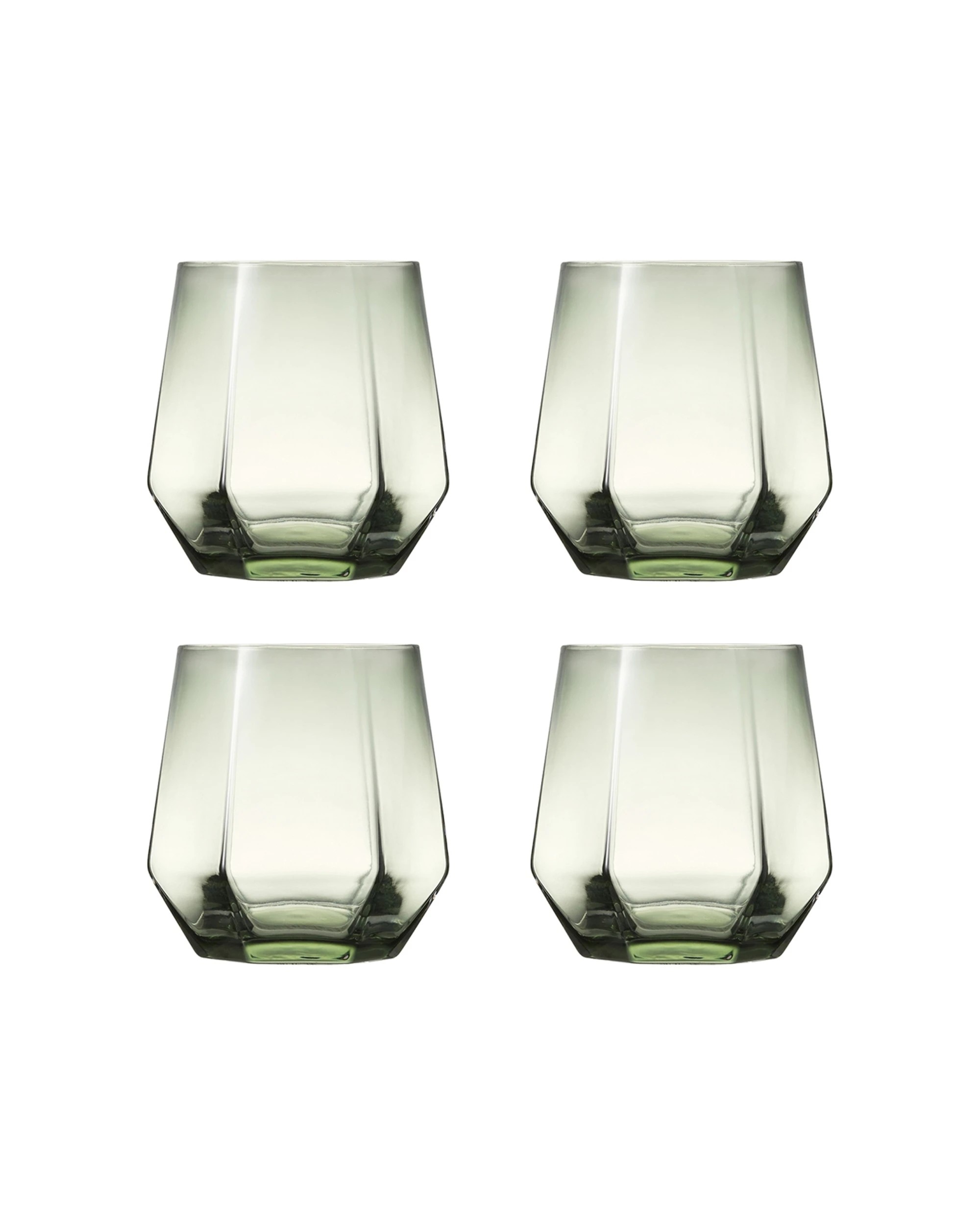 1 Ecology 4pc Jemma Geometric Tumbler Glass Set 390ml Willow Smokey - Green, 1 of 5