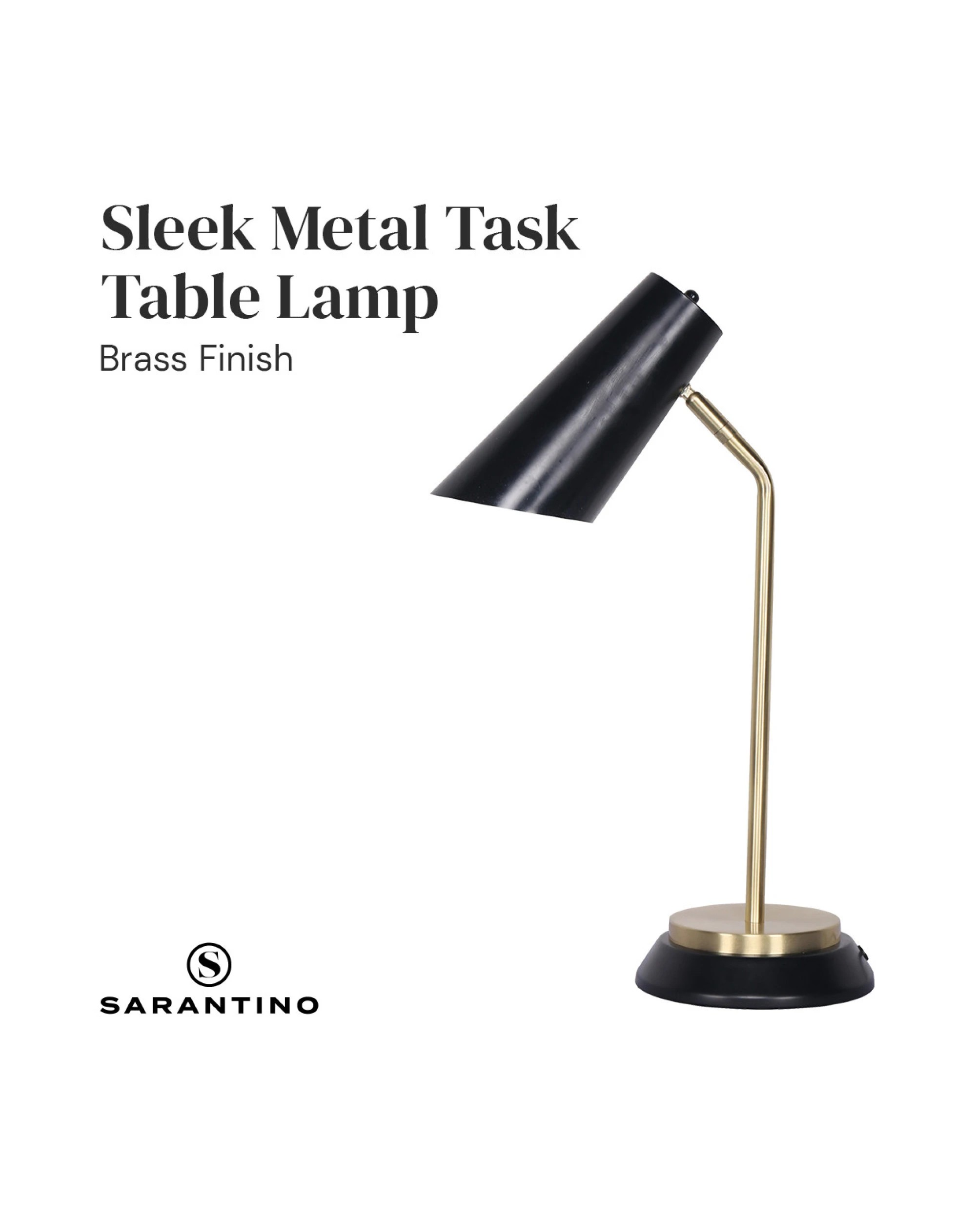 4 Sarantino Black-Brass Desk Task Table Lamp, 4 of 10