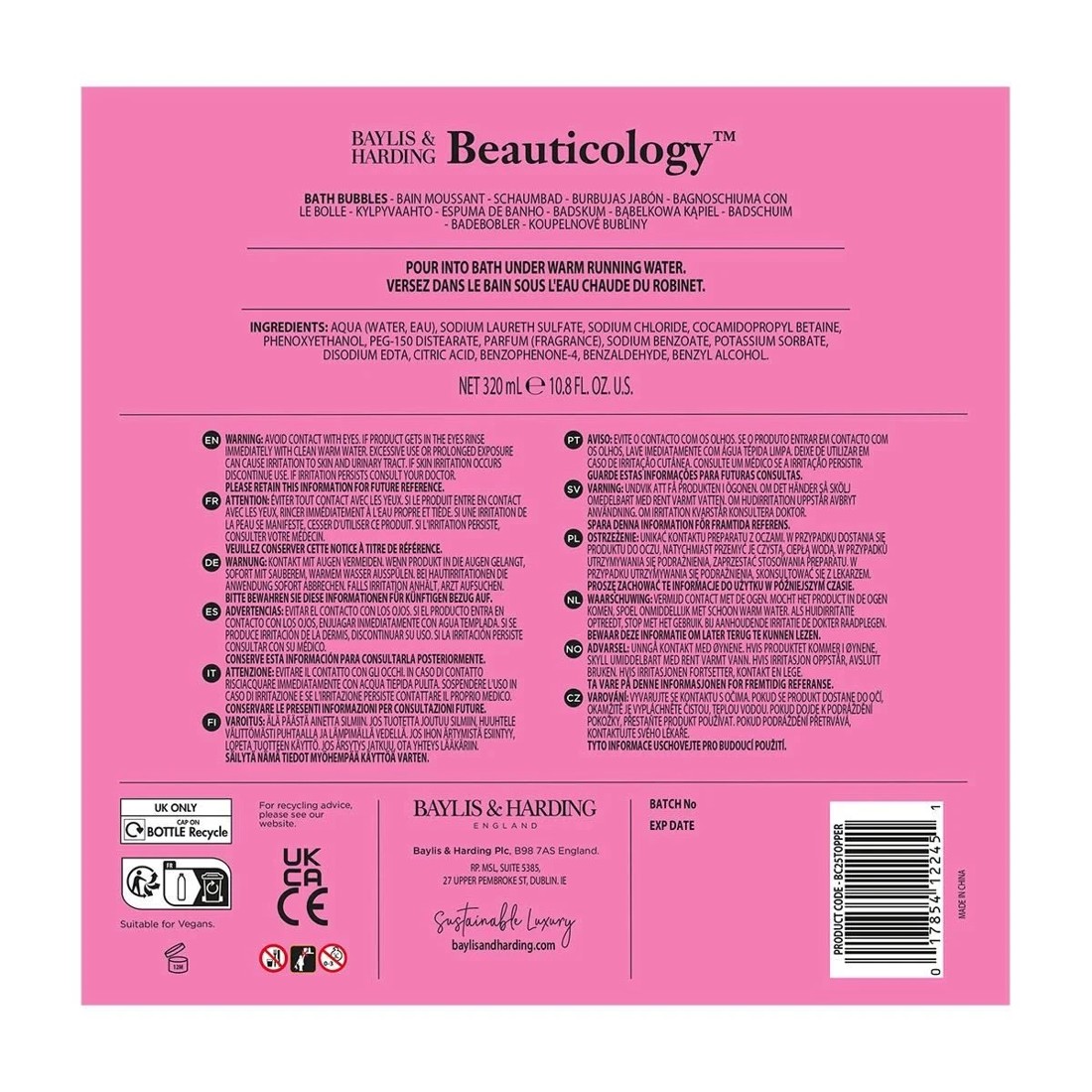 4 Baylis & Harding Beauticology Fragranced Cosmic Bath Bubbles 320ml - Unicorn Candy, 4 of 4