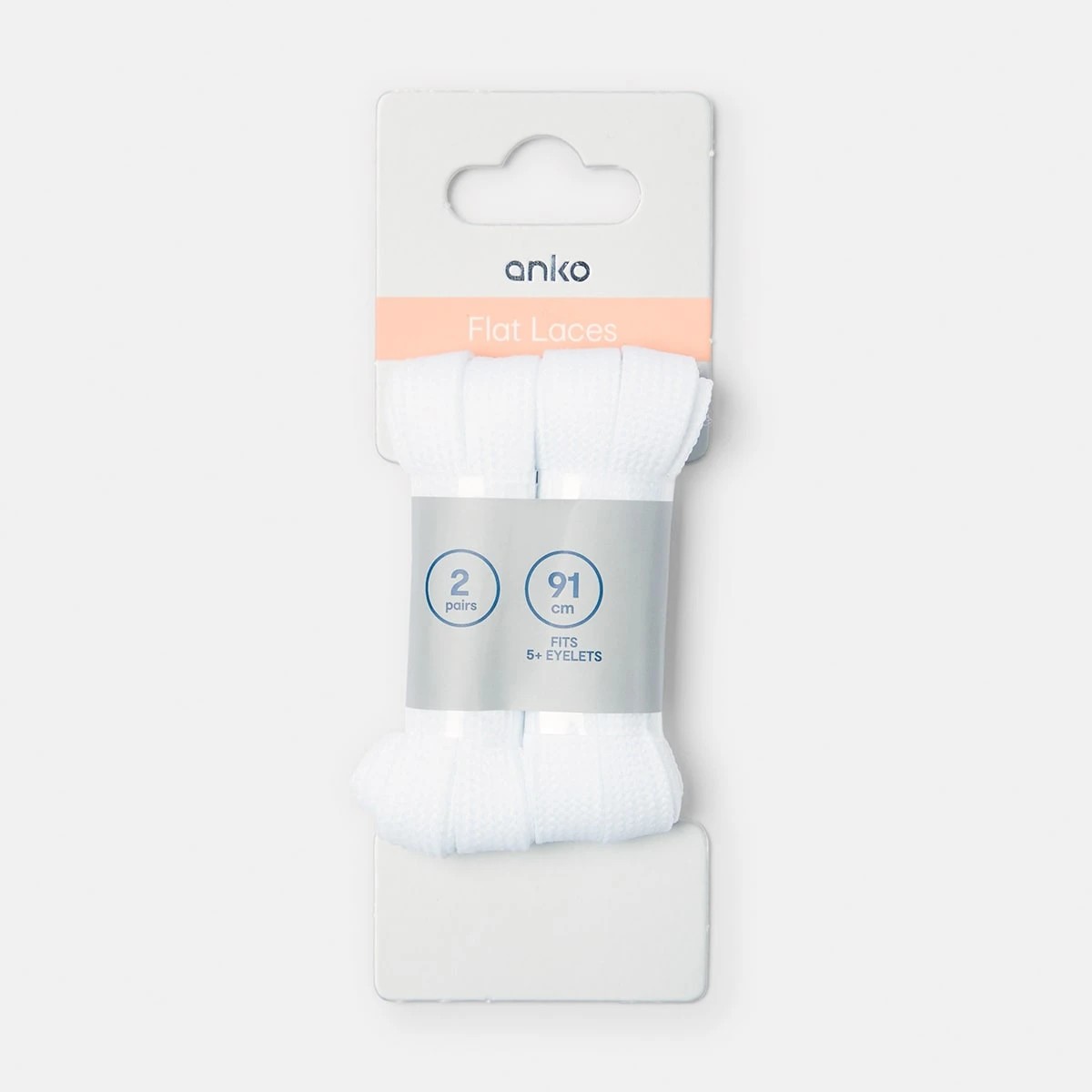 1 2 Pack Flat Laces - White, 1 of 3