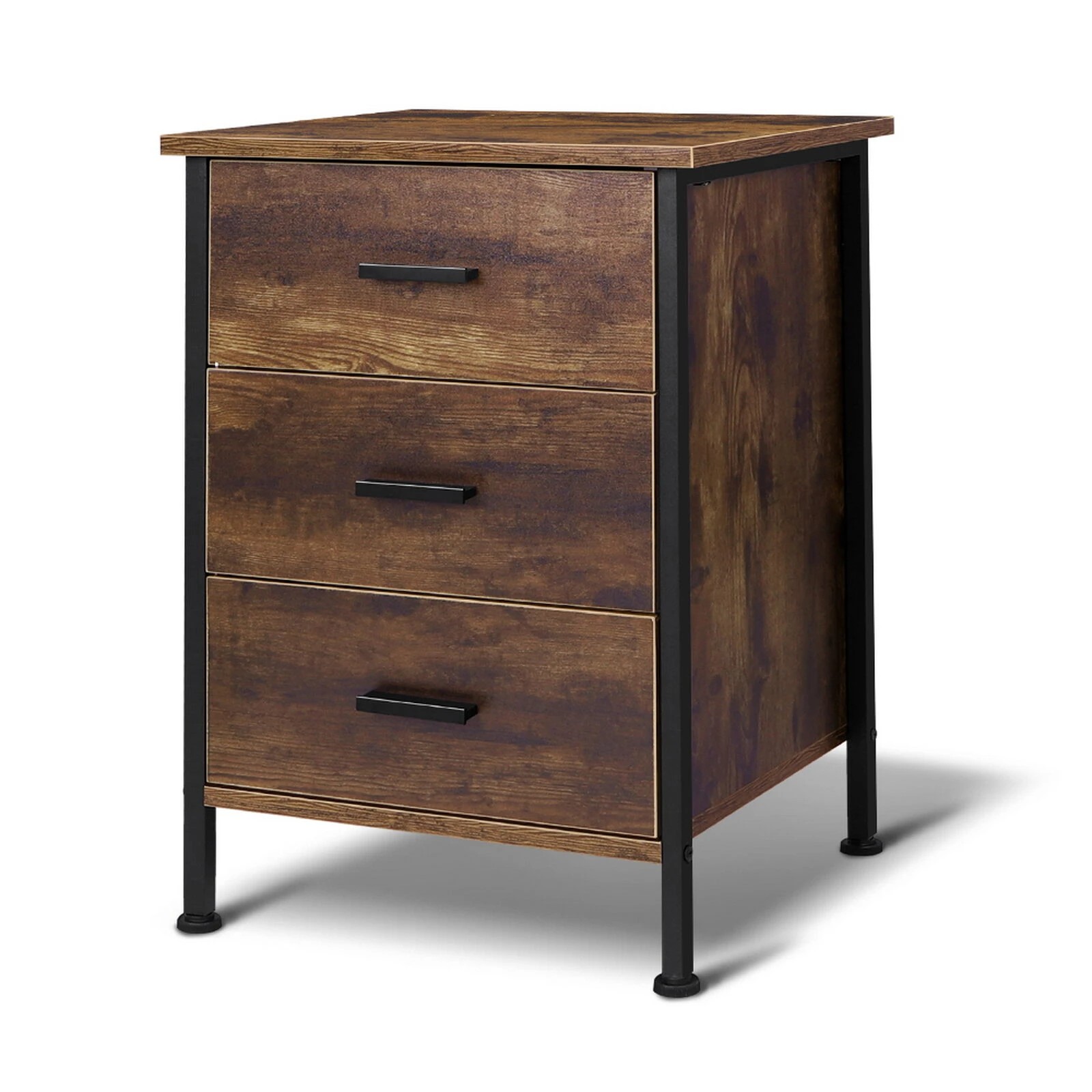 1 Alfordson Bedside Table Retro Wooden Nightstand Vintage Storage Side Cabinet - Brown, 1 of 10