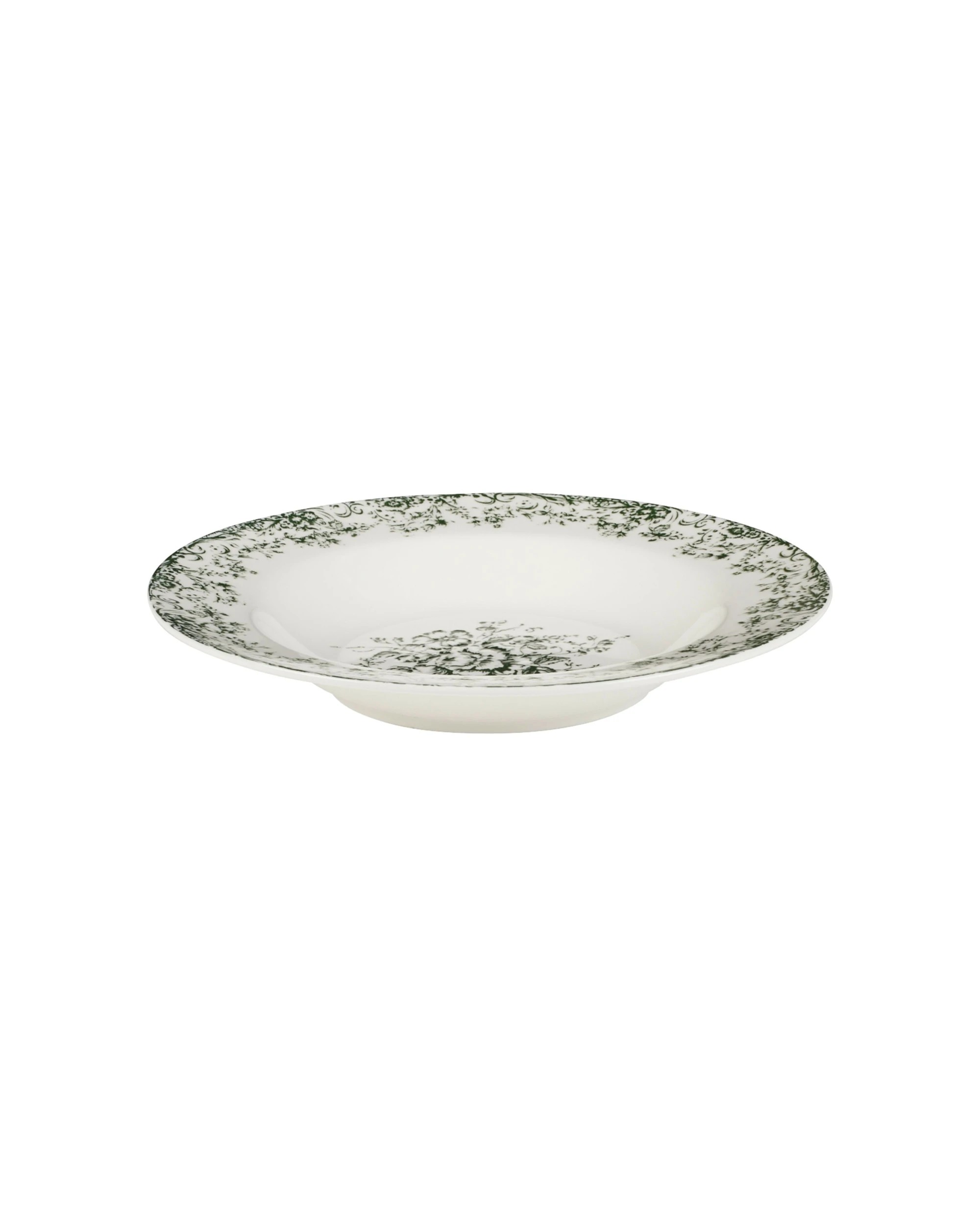 1 Casa Domani Porcelain Rosetta Rim Soup Bowl 23x3.5cm Antique - Green, 1 of 3