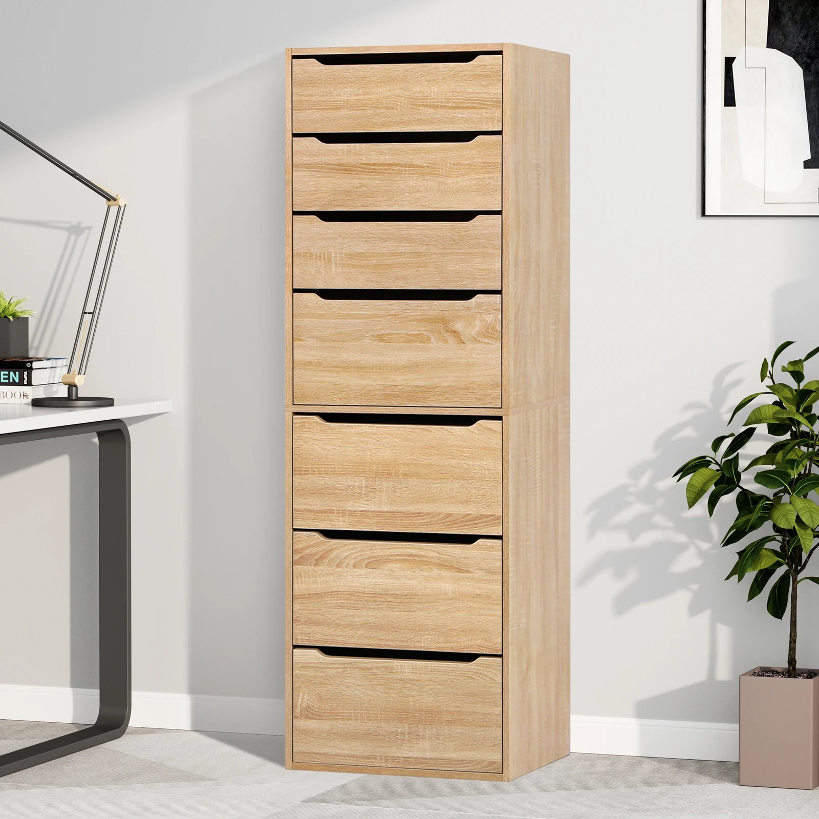 10 Alfordson Chest of 7 Drawers Office Storage Cabinet Tallboy Bedroom - Oak, 10 of 10