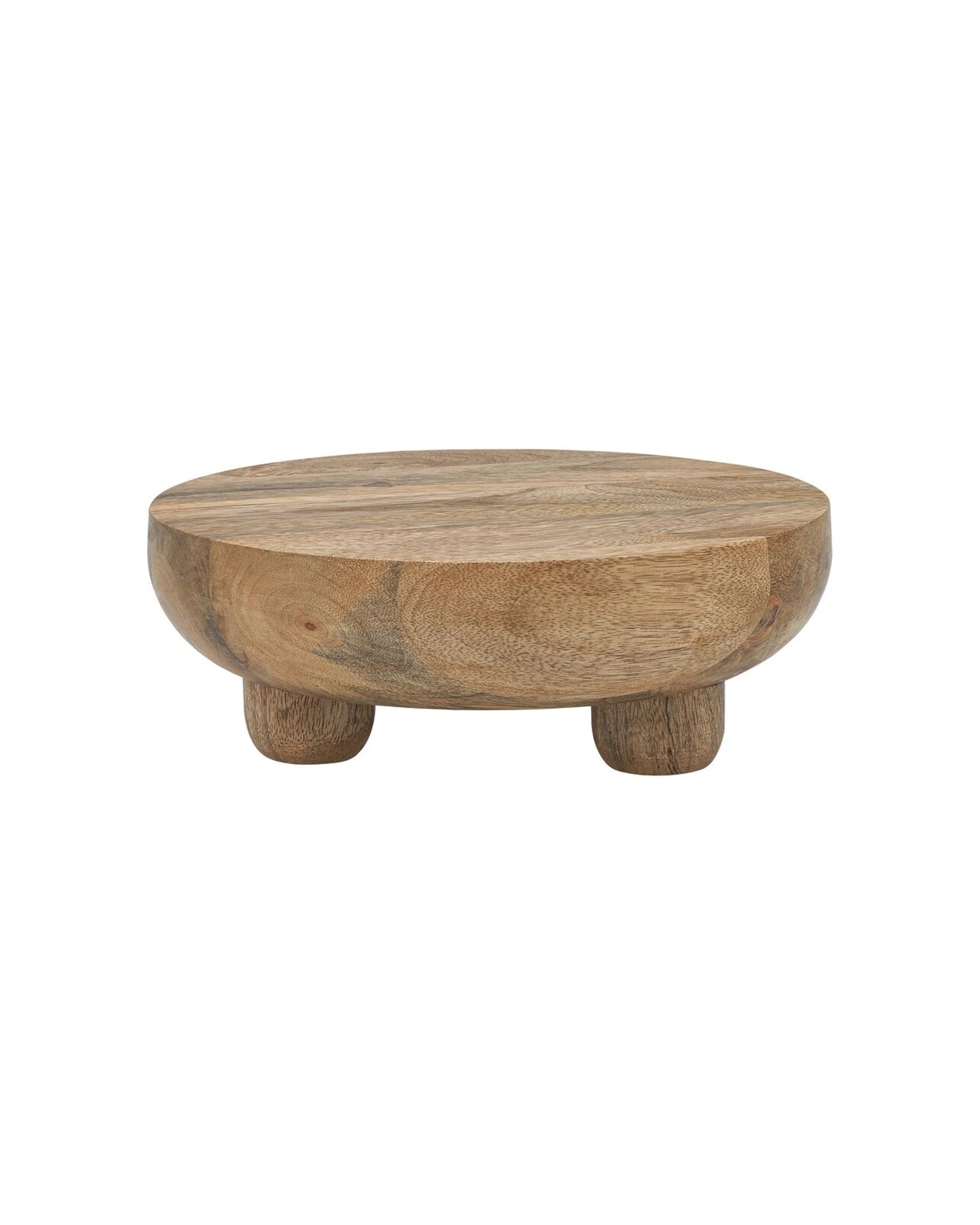 1 Ecology Drift Footed Mango Wood Raised Serving Bowl 25x9cm, 1 of 3