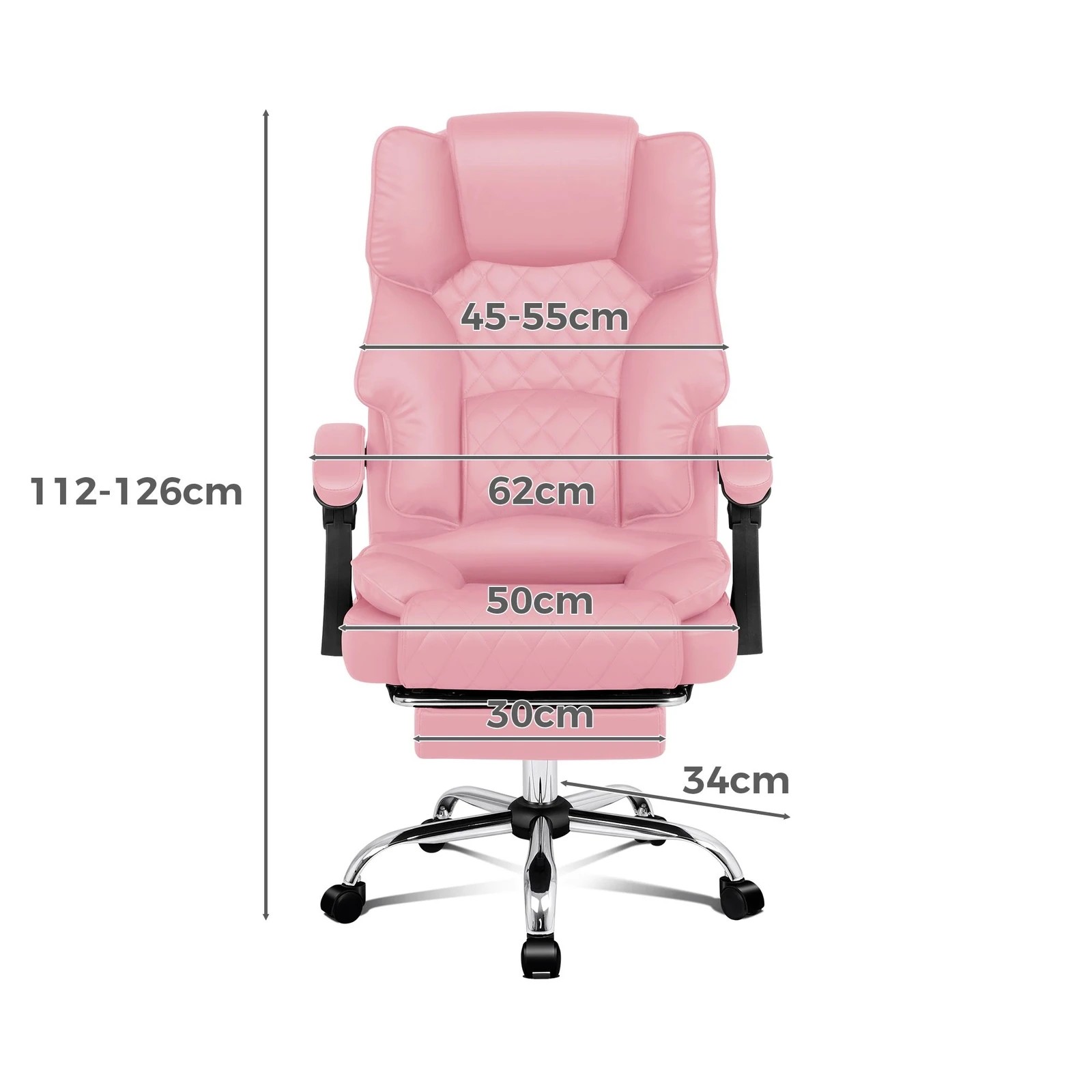 3 Alfordson Office Chair Gaming Executive Seat Computer Racer PU Leather Recliner - Pink, 3 of 10