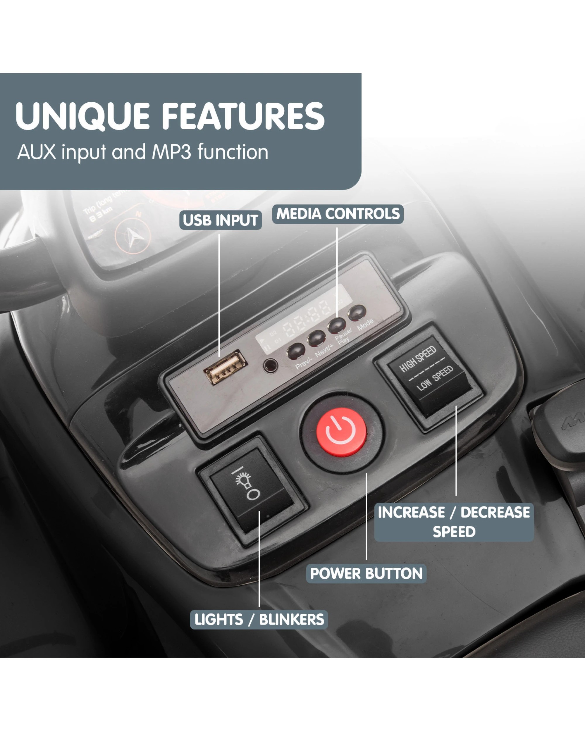 6 Kahuna MCL35 McLaren Kids Toy Ride On Electric Quad Bike - Black, 6 of 10