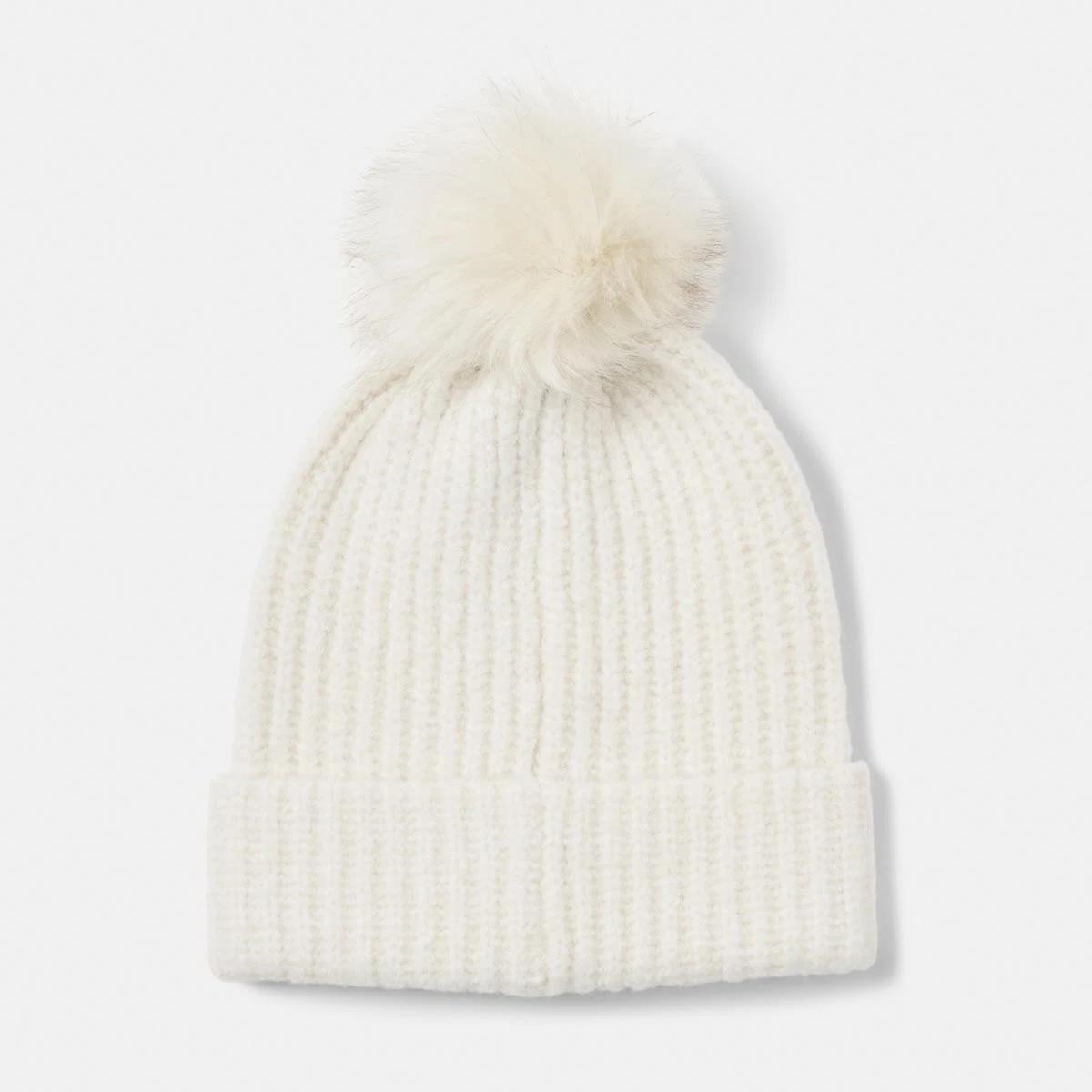 2 Rib Pom Pom Beanie Ecru, 2 of 5