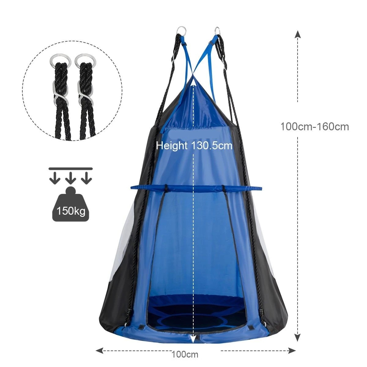 2 Costway 2-in-1 Tree Swing Hanging Tent Set Hammock - Blue, 2 of 2