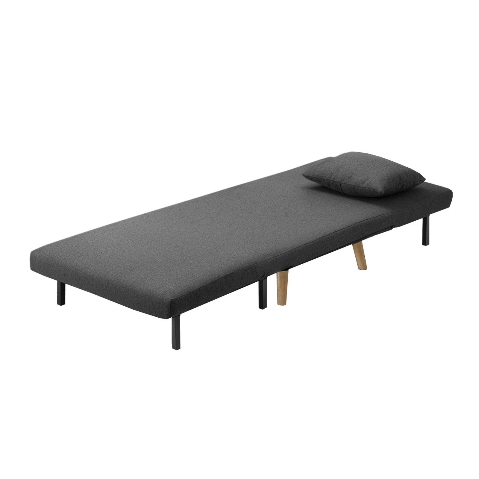 5 Oikiture Sofa Bed Lounge Chair Linen Fabric Recliner Wood Leg Single Seat
 - Grey, 5 of 9