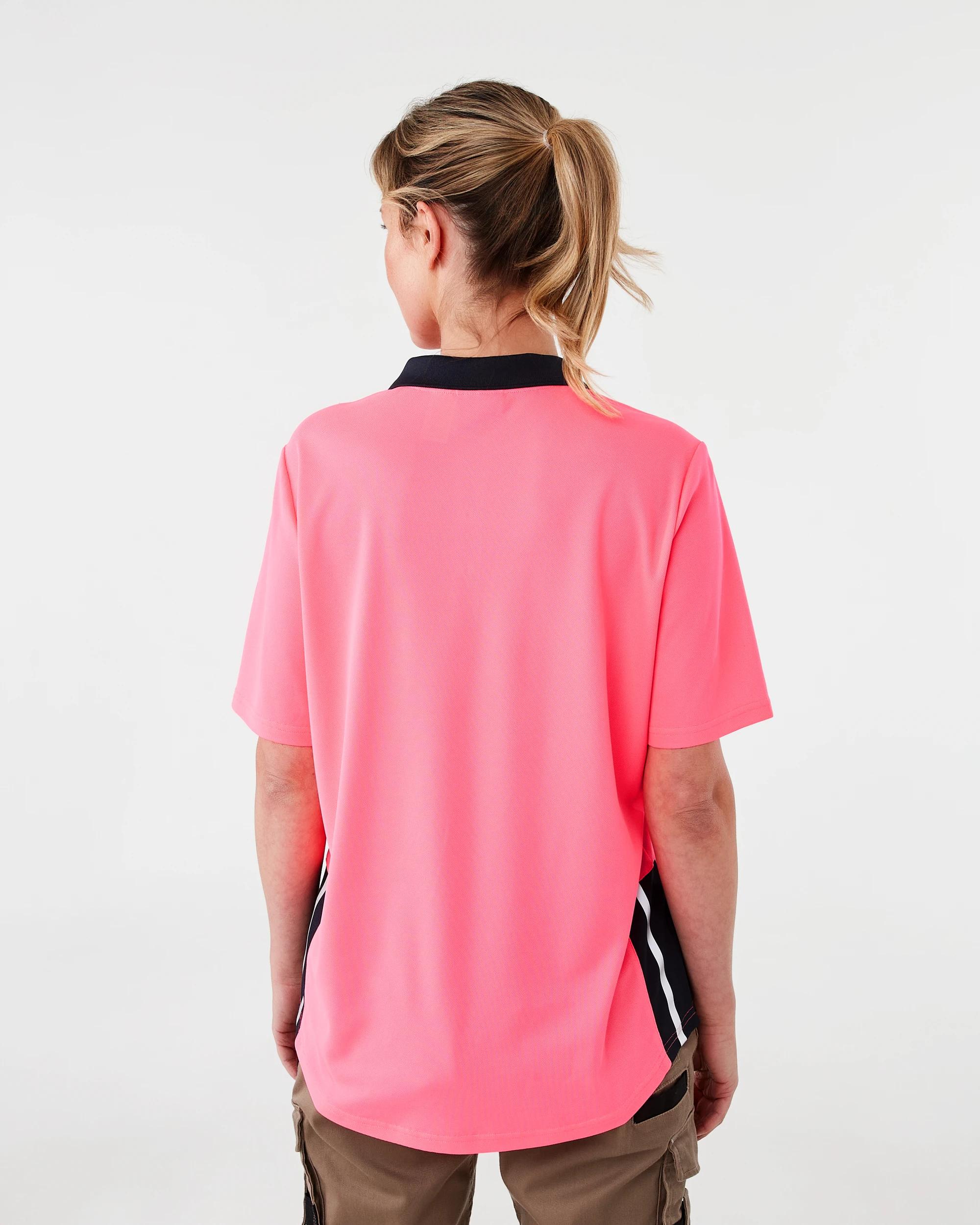 3 Workwear Short Sleeve Cool Polo Shirt SAFETY PINK, 3 of 7