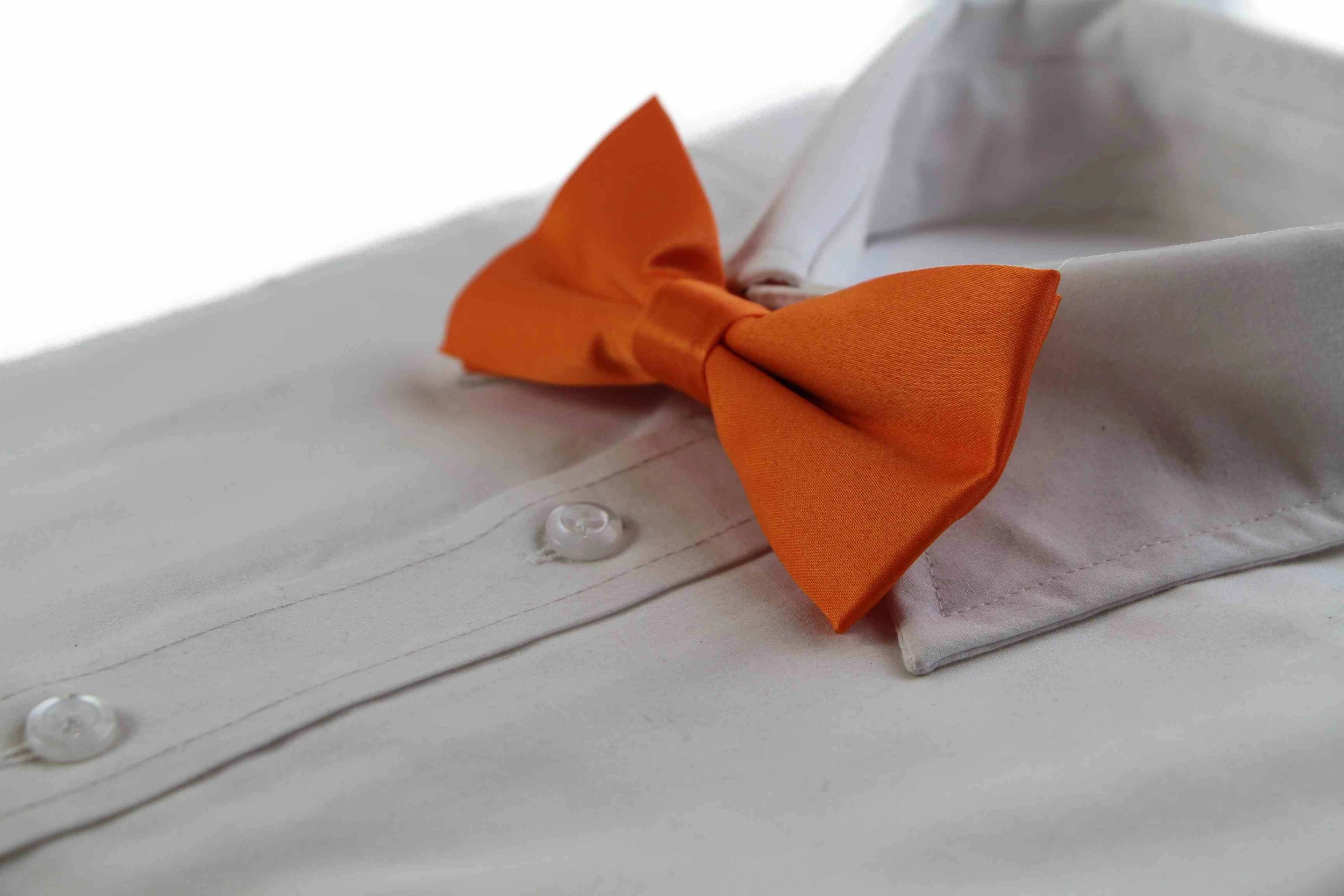 4 Zasel Mens Matt Solid Plain Orange Colour Bow Tie - Orange, 4 of 5