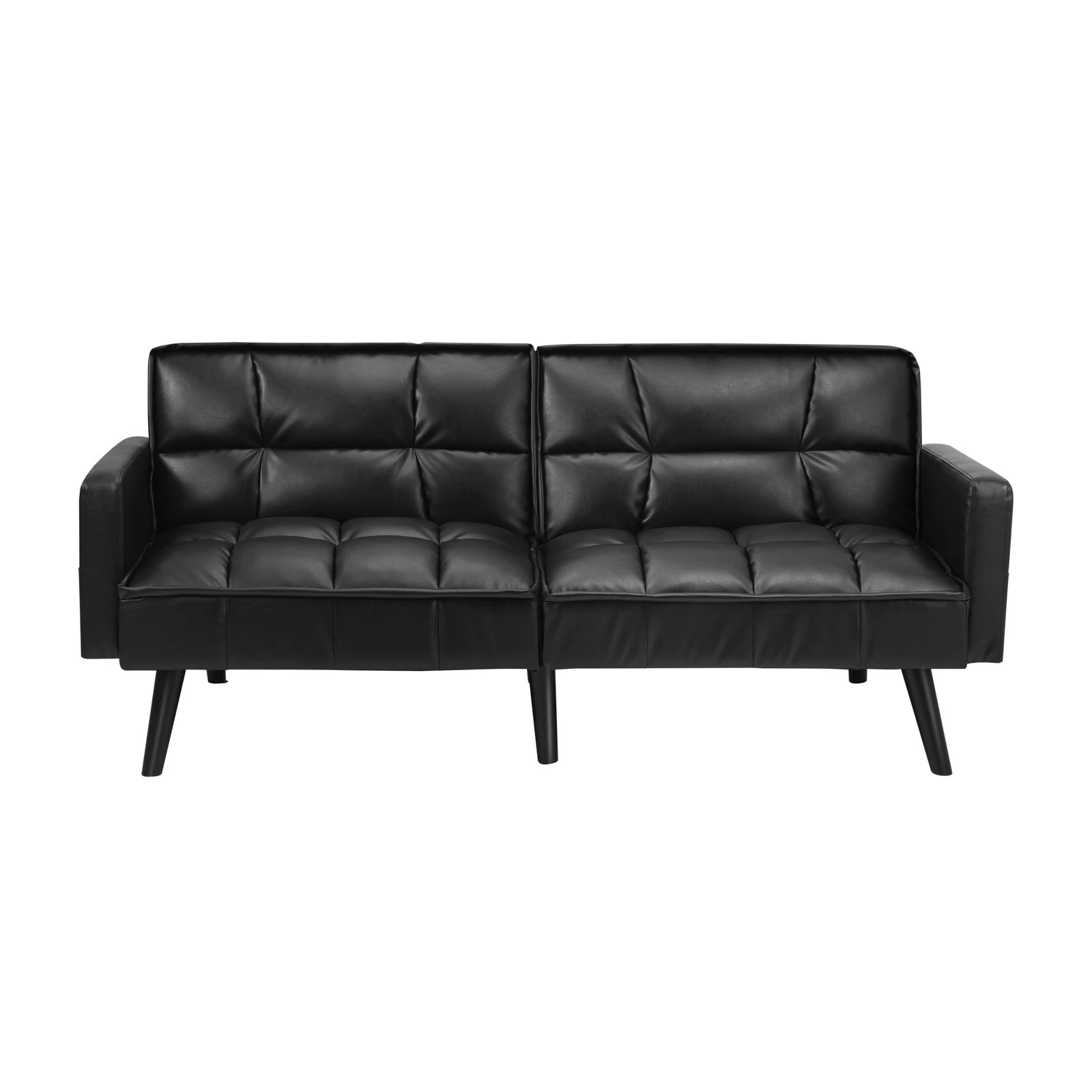 8 Oikiture Sofa Bed Futon Convertible Leather Lounge Couch 3-seater Recliner
 - Black, 8 of 10