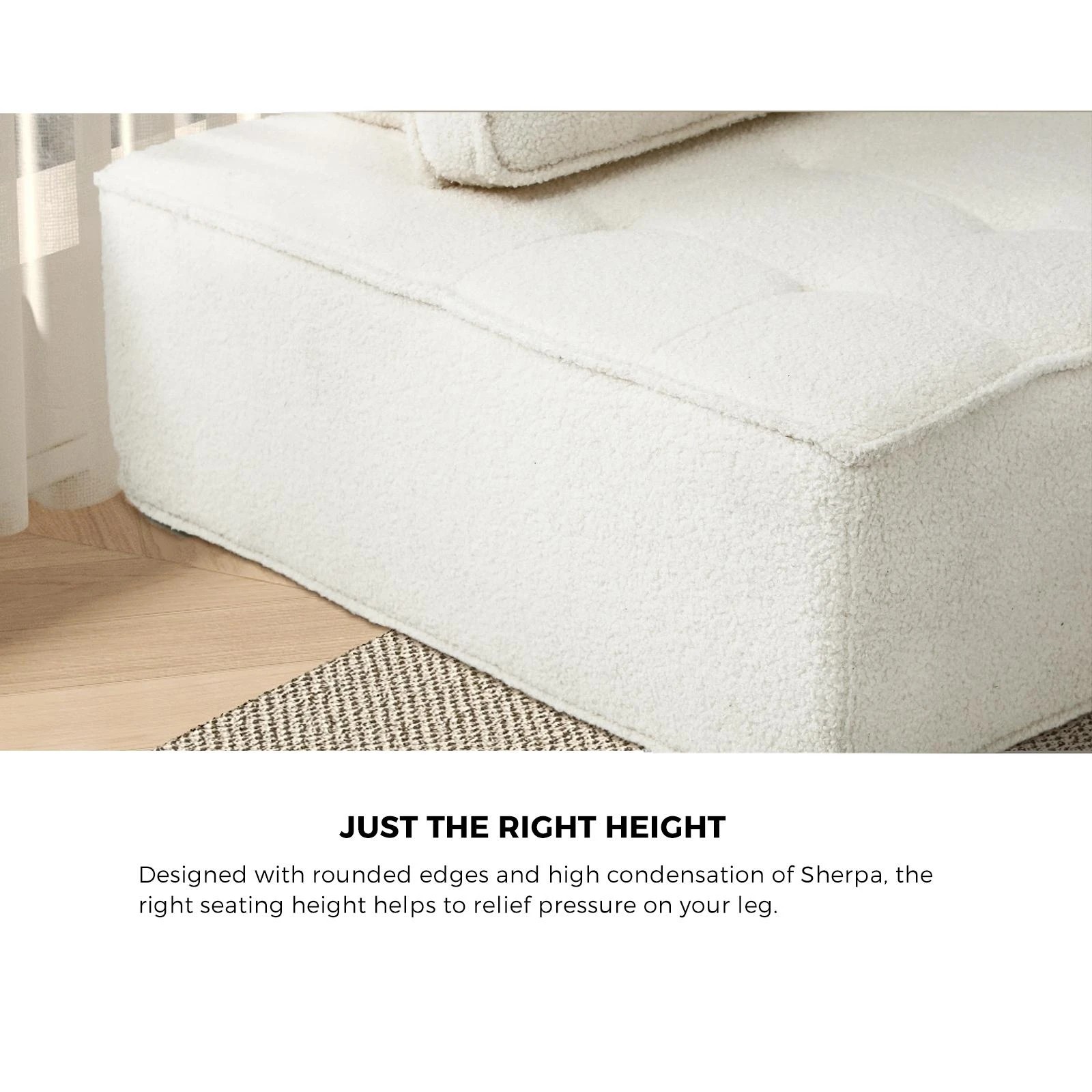 5 Oikiture 2pcs Modular Sofa Lounge Chair Armless Tofu Back Sherpa
 - White, 5 of 10