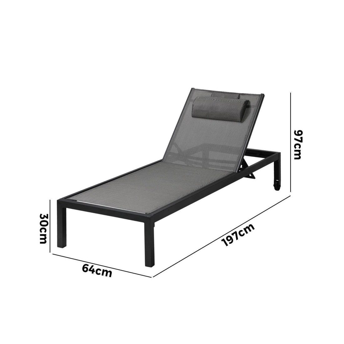 8 Livsip 2x Outdoor Sun Lounger Aluminium Day Bed
 - Black, 8 of 8