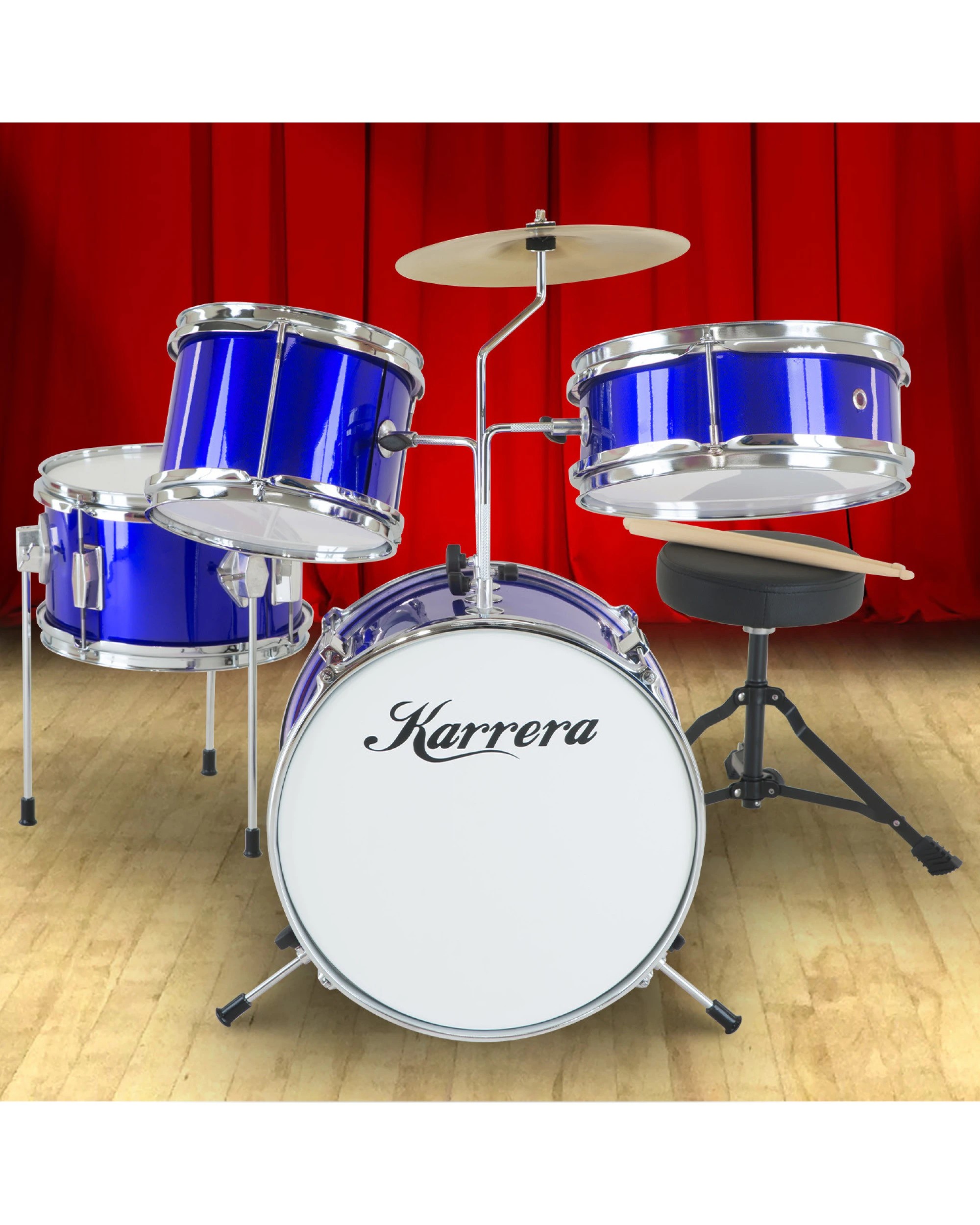 7 Karrera Kids 4pc Drum Set Kit in Blue - Blue, 7 of 7