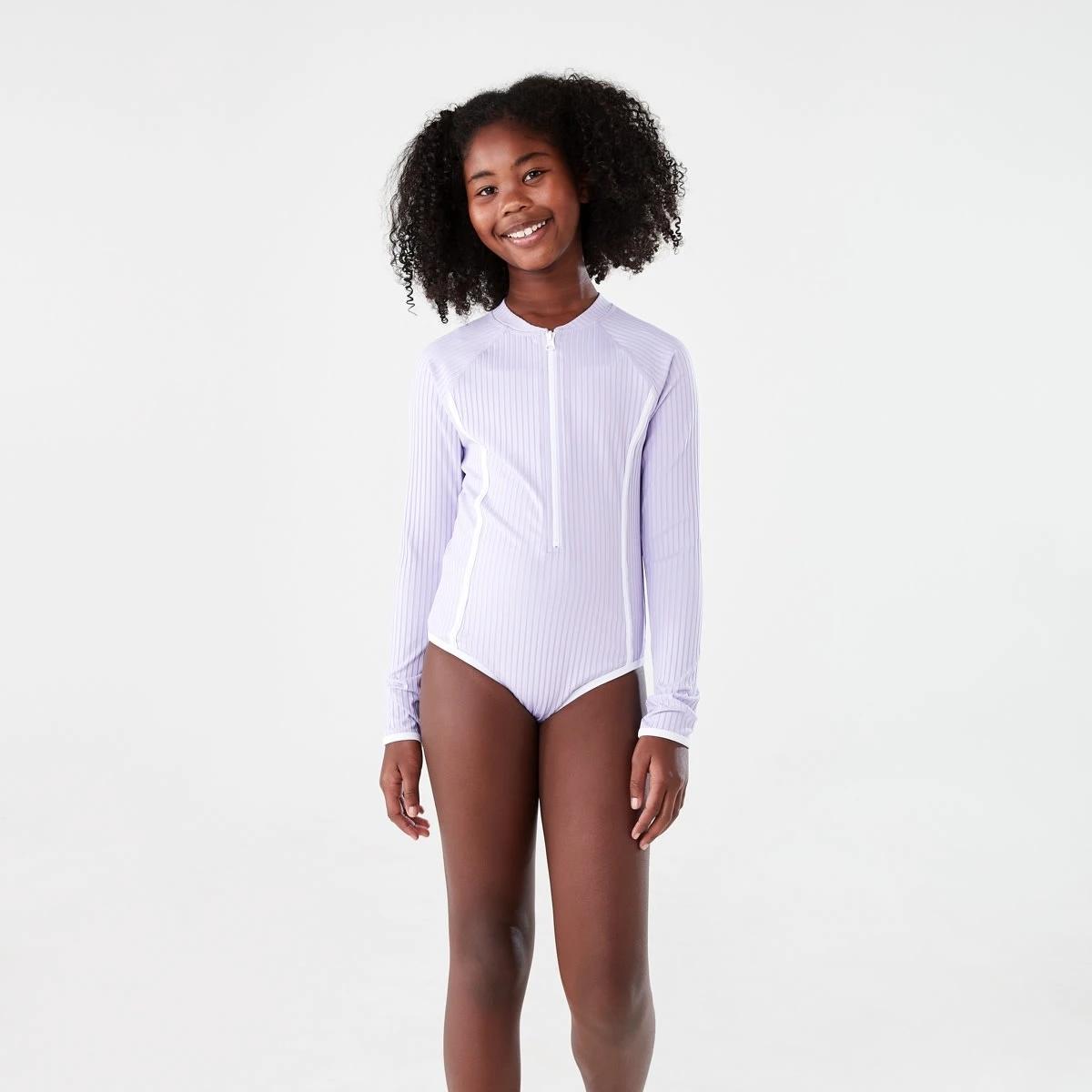 1 Long Sleeve One Piece With Contrast Bind PASTEL LILAC, 1 of 8