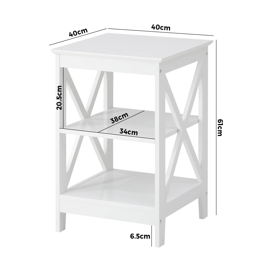 10 Oikiture Side Table Coffee Bedside Sofa End Tables 3-tier Shelf
 - White, 10 of 10