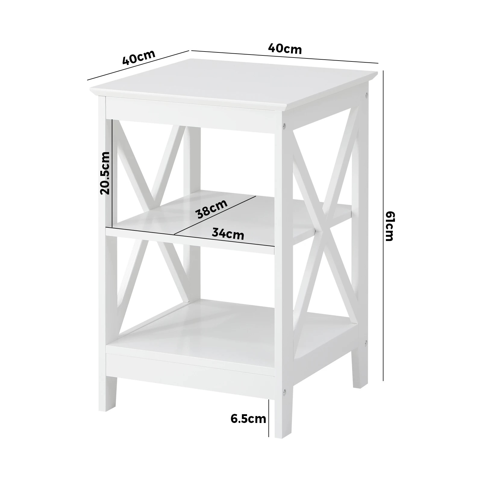 8 Oikiture Side Table Coffee Bedside Sofa End Tables 3-tier Shelf
 - White, 8 of 8