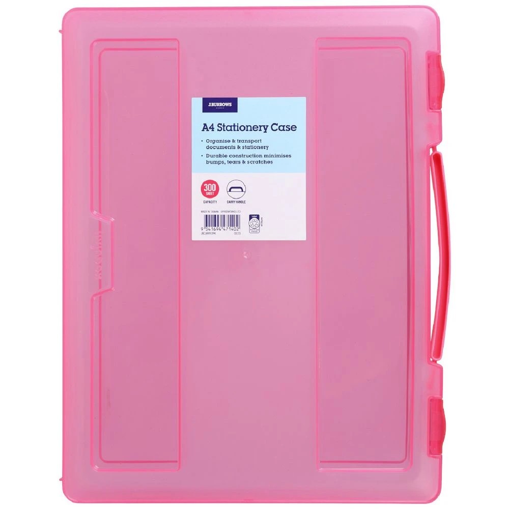 1 J.Burrows Stationery Case with Handle Pink, 1 of 4