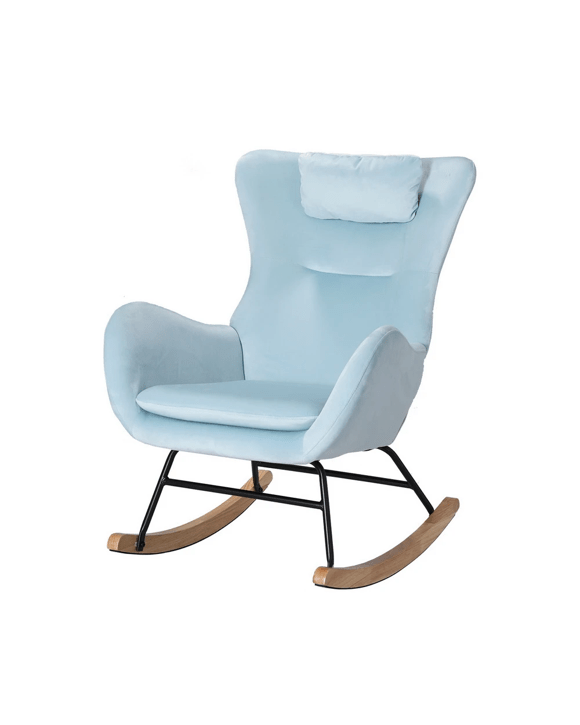 Artiss Rocking Chair Velvet Armchair Feeding Chair Blue