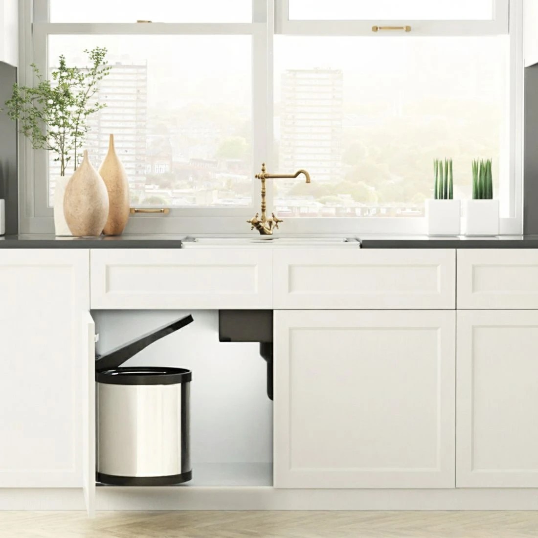 4 Cefito Pull Out  Bin Swing Out Bins 12L - Silver, 4 of 4