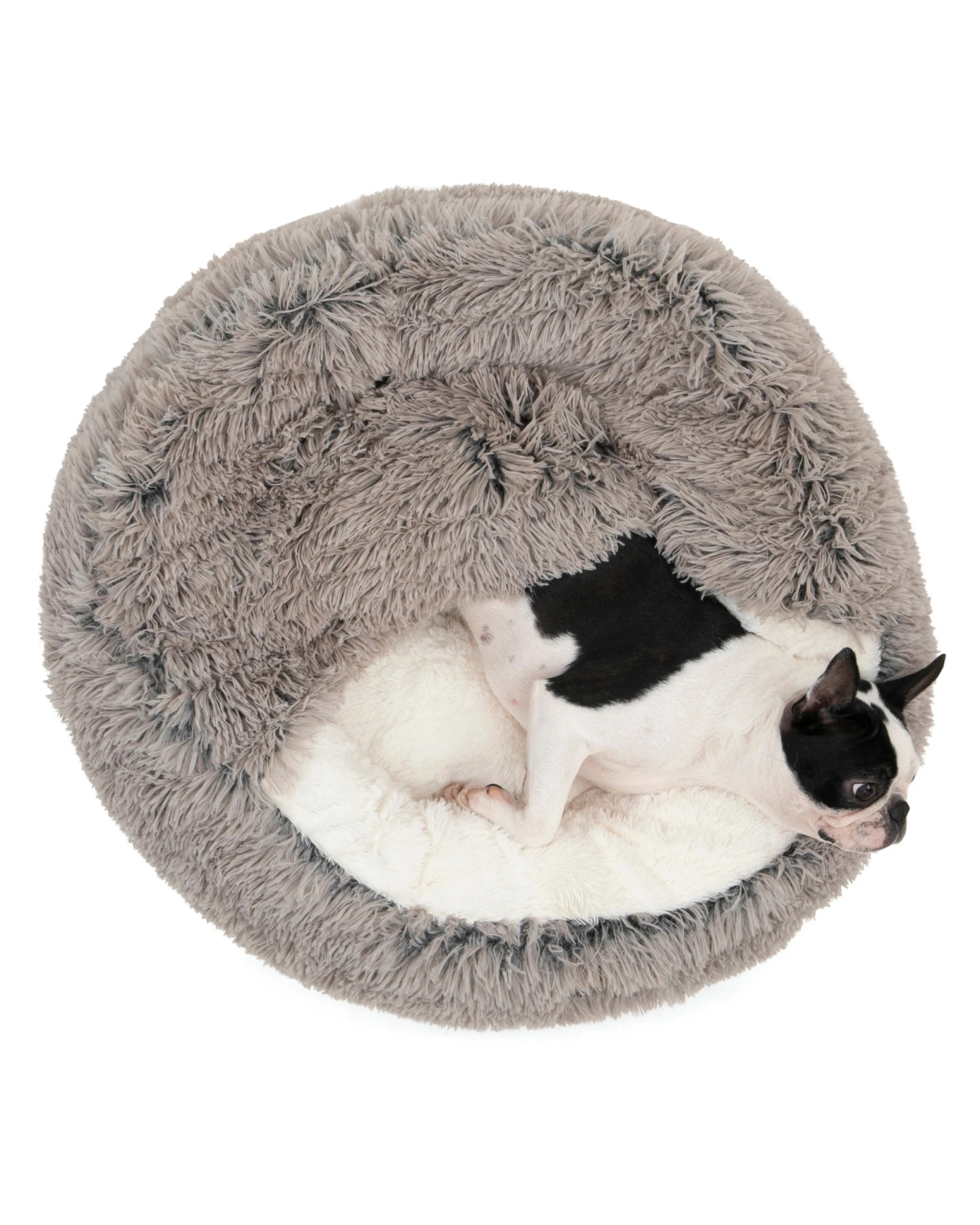 3 Charlie's Snookie Hooded Faux Fur Calming Dog Bed Large - Grey, 3 of 6