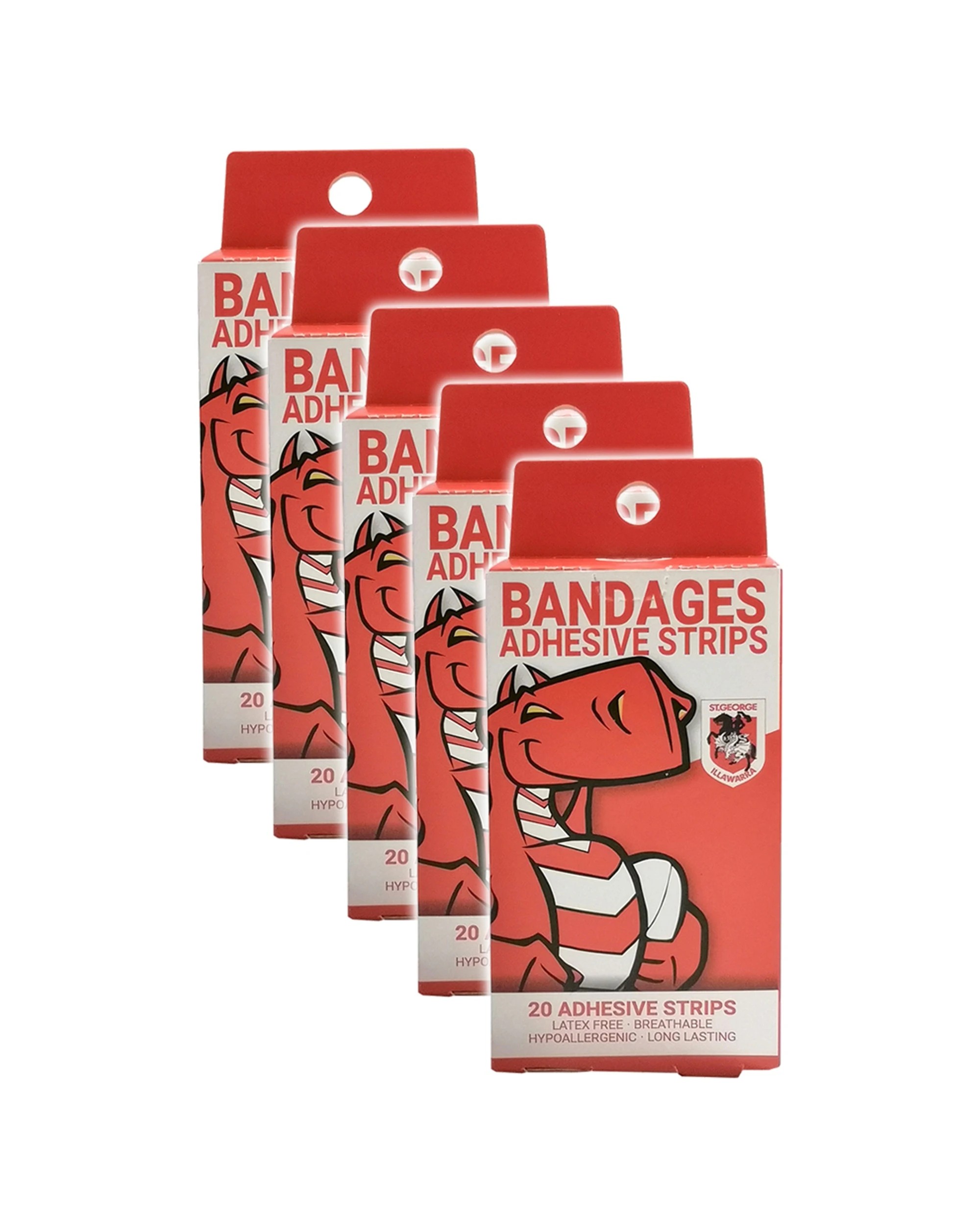 1 NRL Mascot 5x 20pc St George Illawara Kids Adhesive Strips - Multi, 1 of 1
