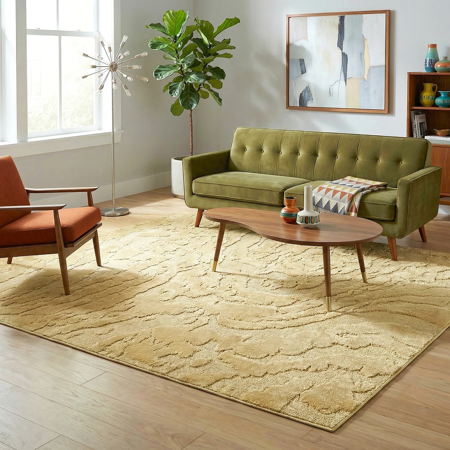 1 Common Ground Rugs Sanctuary Nyla 400x300cm - Extra Extra Large Power Loomed Floor Rug - Gold, 1 of 7