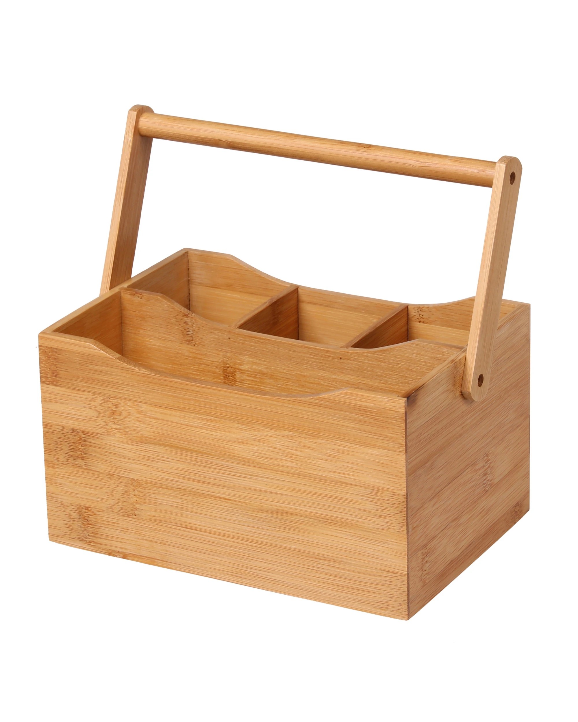 1 Sherwood Home Bamboo Cutlery Caddy Holds Knife/Fork/Spoon and Napkin/Serviette - Natural Brown, 1 of 3