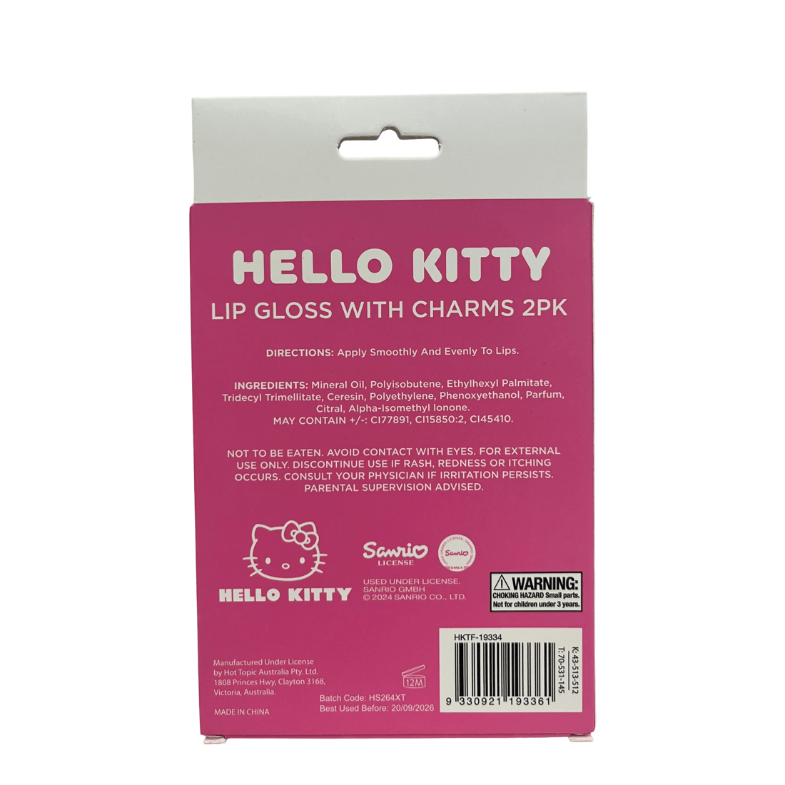 2 2 Pack Hello Kitty Lip Gloss with Charms, 2 of 2