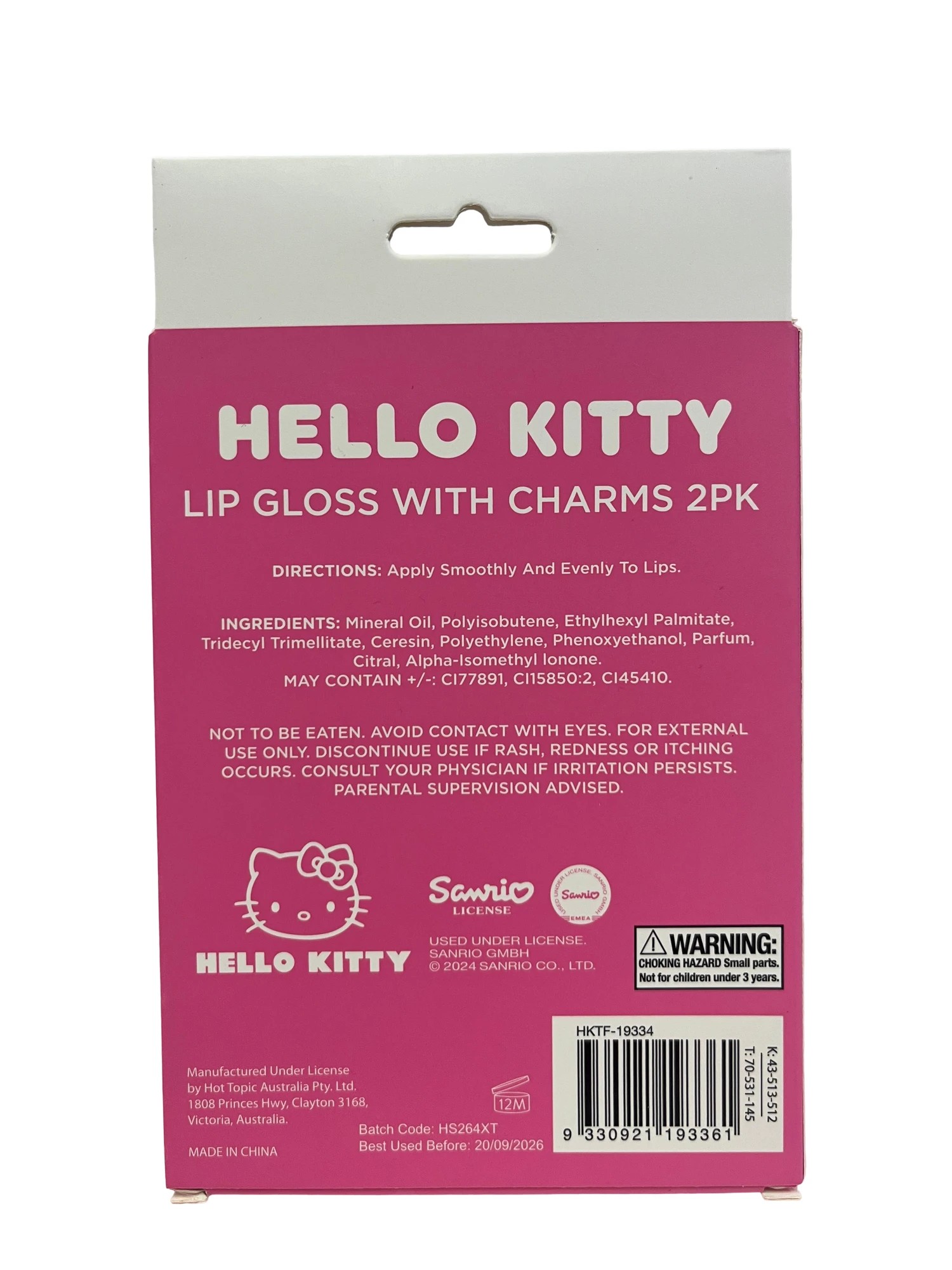 2 2 Pack Hello Kitty Lip Gloss with Charms, 2 of 2