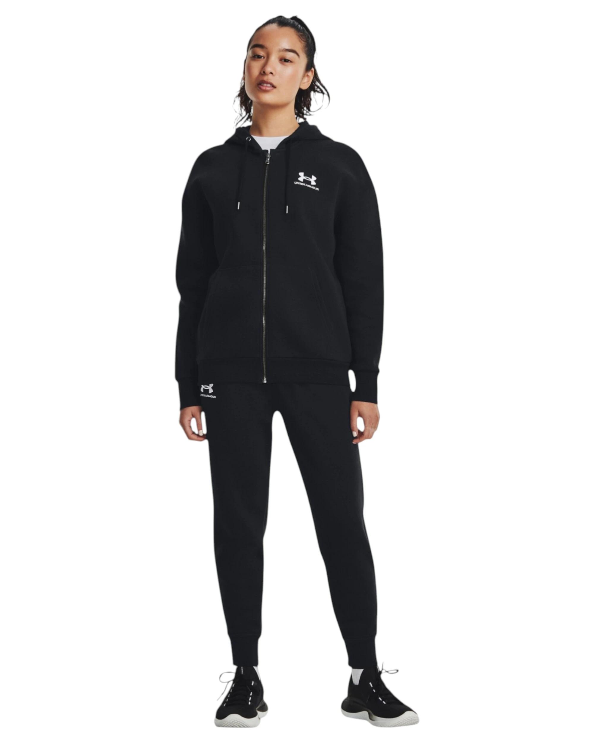 2 Under Armour Womens Essential Fleece Full-Zip Black Jacket BLACK, 2 of 5
