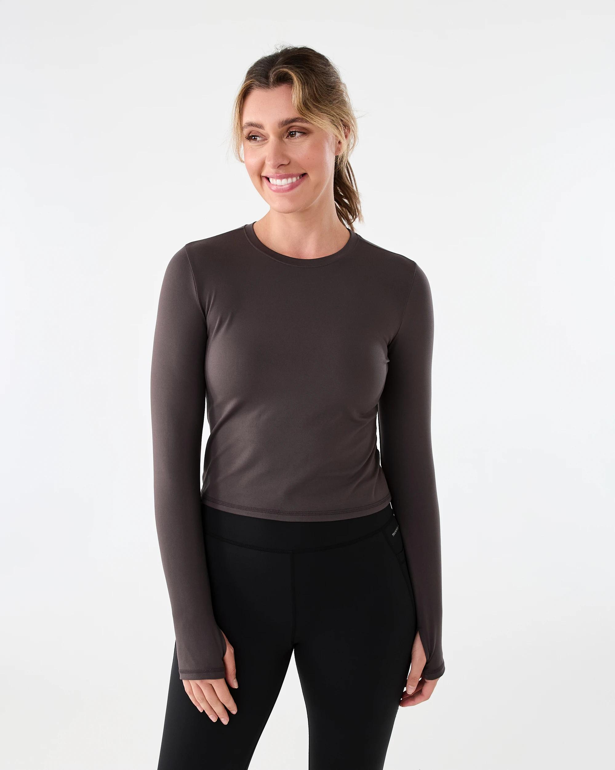 1 Active Womens Long Sleeve Ultrasoft Top Espresso, 1 of 6