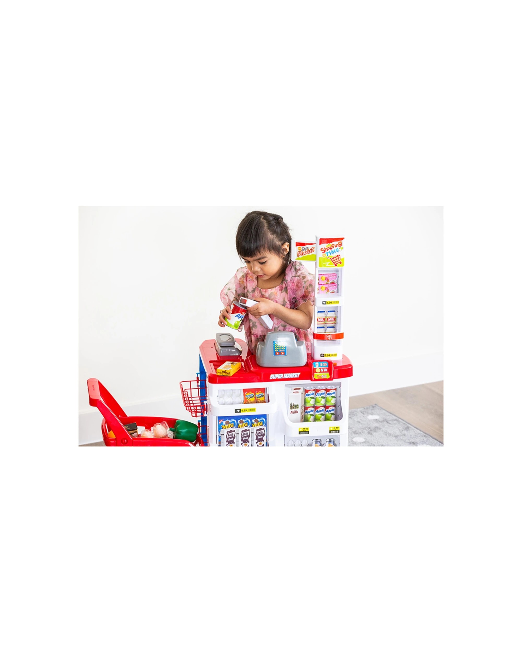 3 Lenoxx Kids Supermarket Play Set With Cash Register And Shopping Trolley Toys Market - Multi, 3 of 6