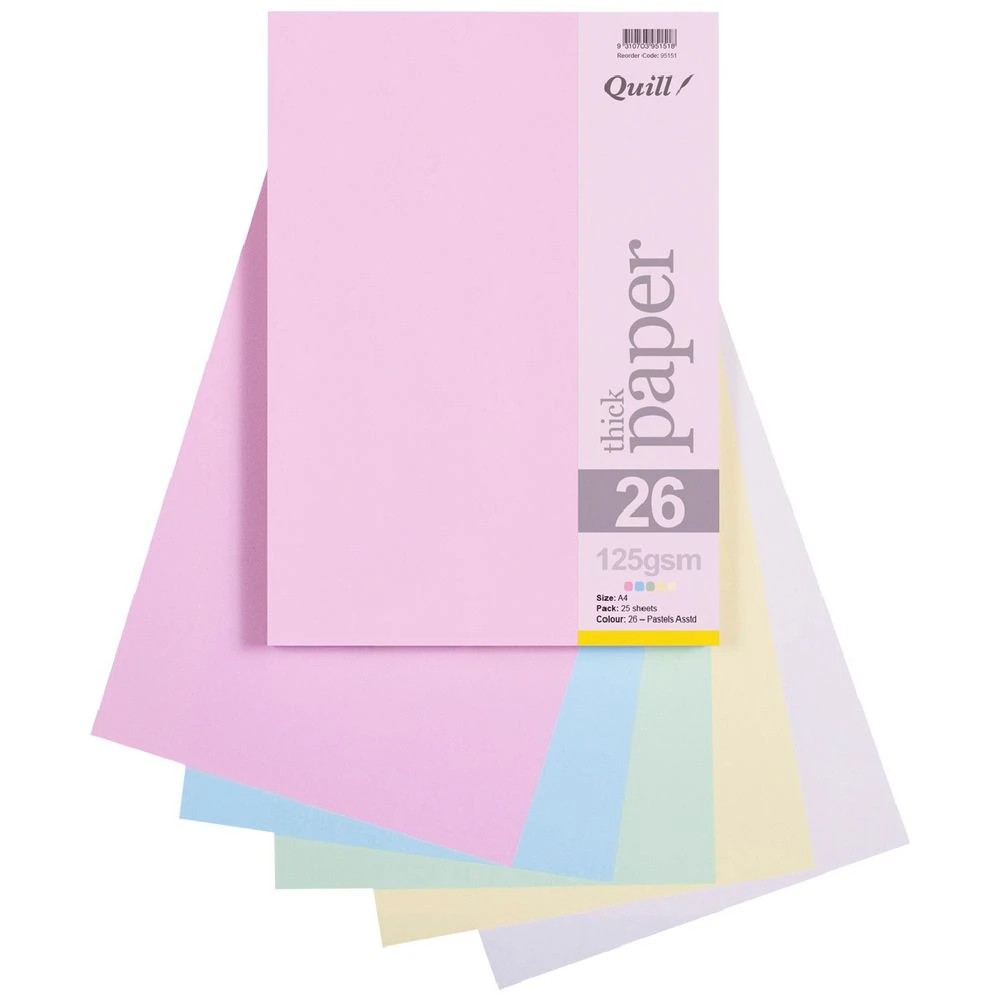 1 Quill A4 125gsm Paper Pastel Assorted 25 Pack, 1 of 2