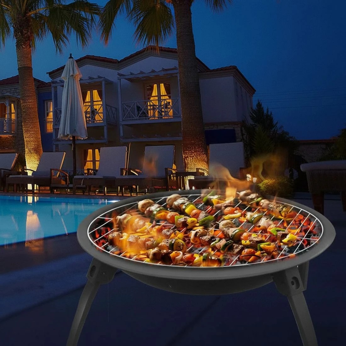 5 Fire Pit BBQ Smoker Portable Outdoor Camping Pits Patio Fireplace 22" - Black, 5 of 5