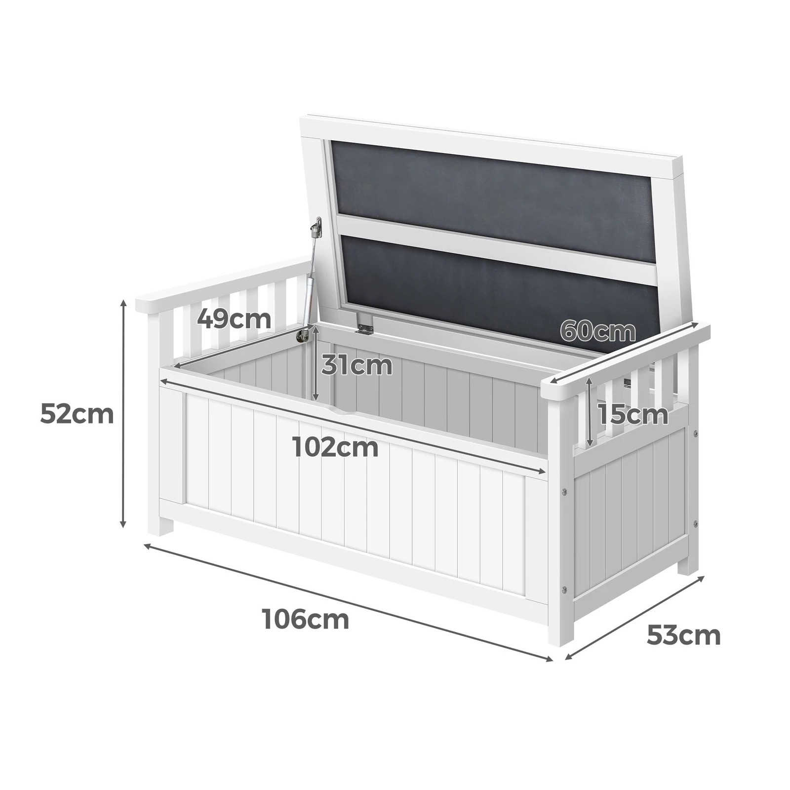 4 Alfordson Outdoor Storage Box Wooden Garden Bench Chest Tool Sheds L - White, 4 of 9