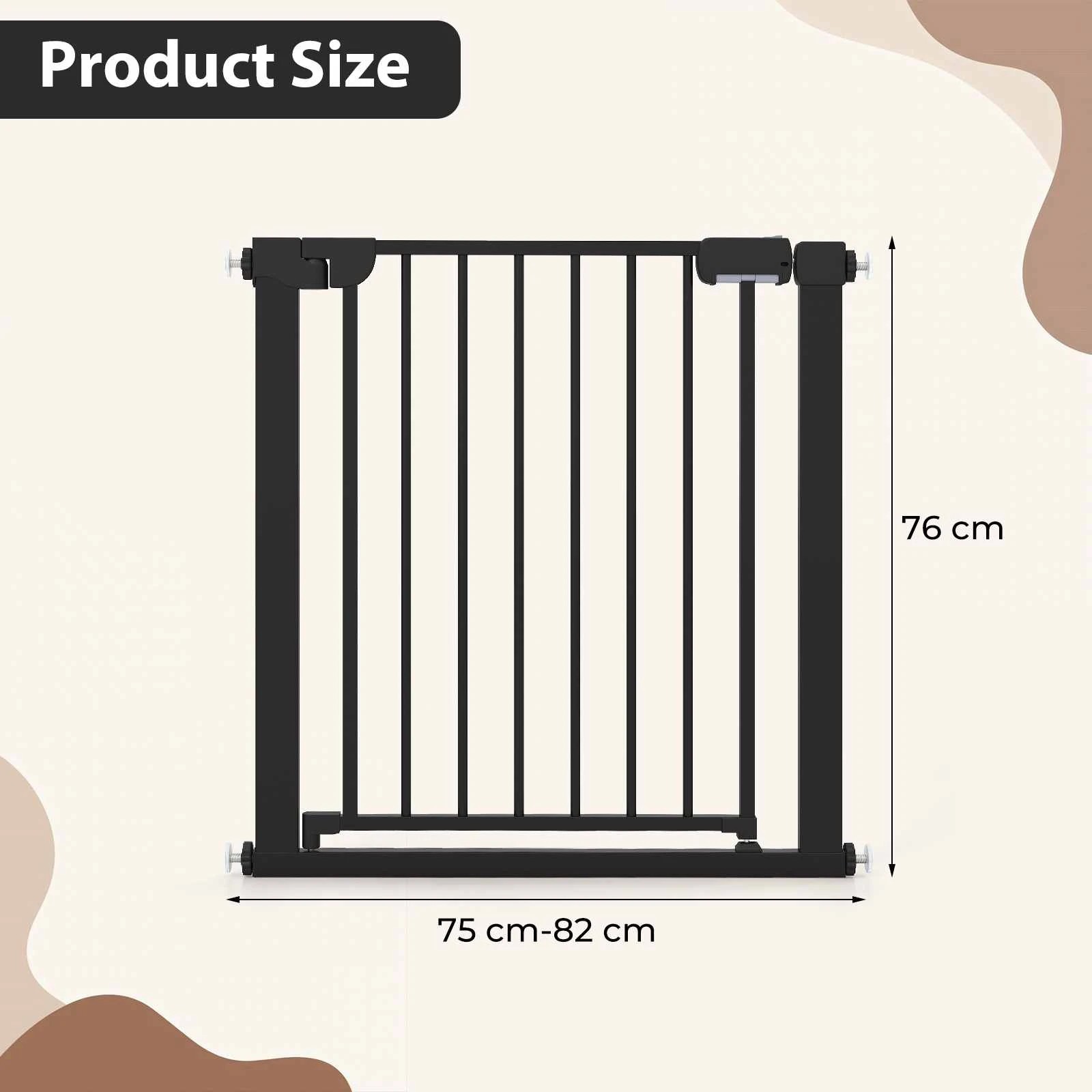 2 Costway Baby Gate for Stairs Auto-Close Door Fence - Black, 2 of 3