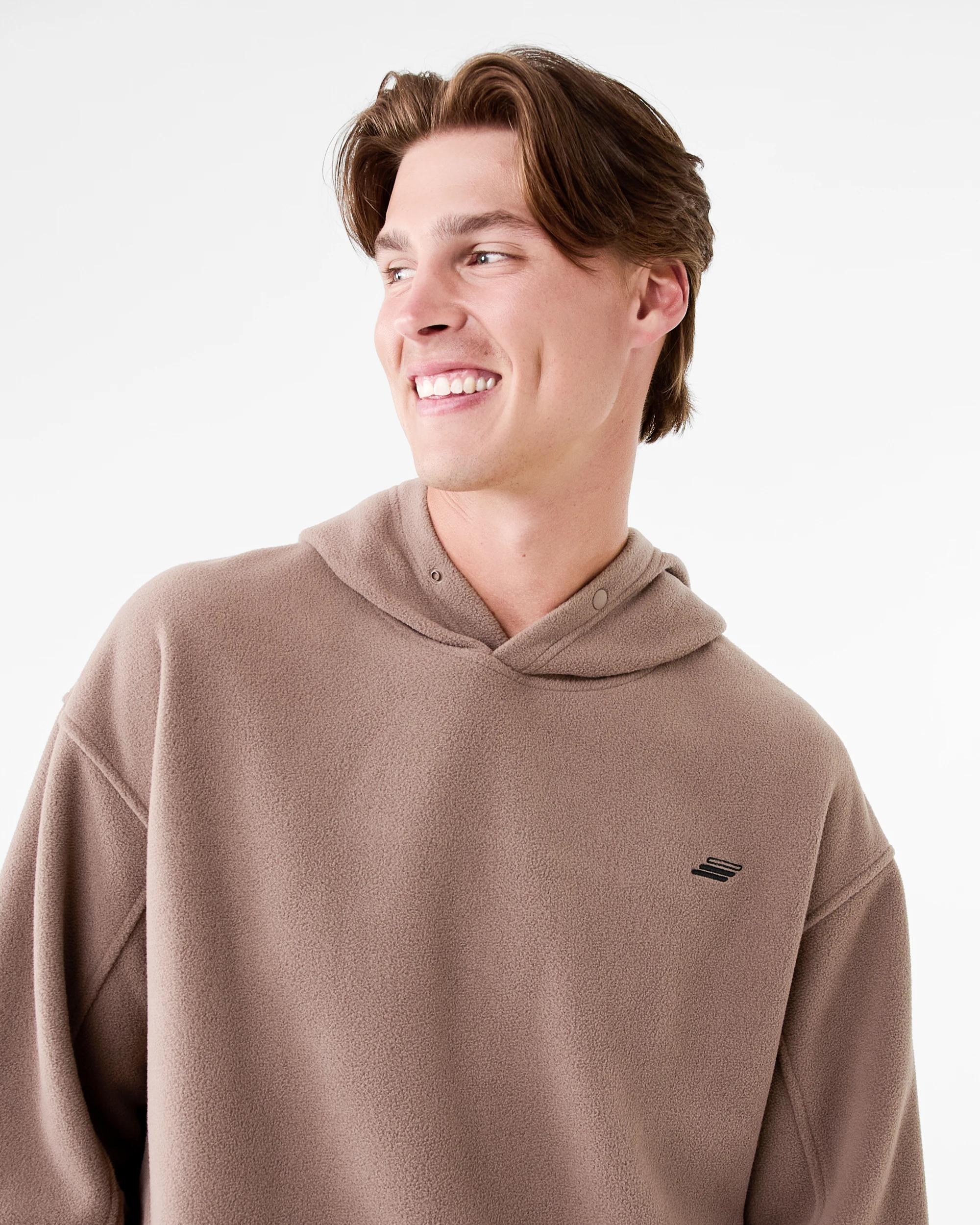 4 Active Mens Oversized Polar Fleece Hoodie Brn Phenix, 4 of 7