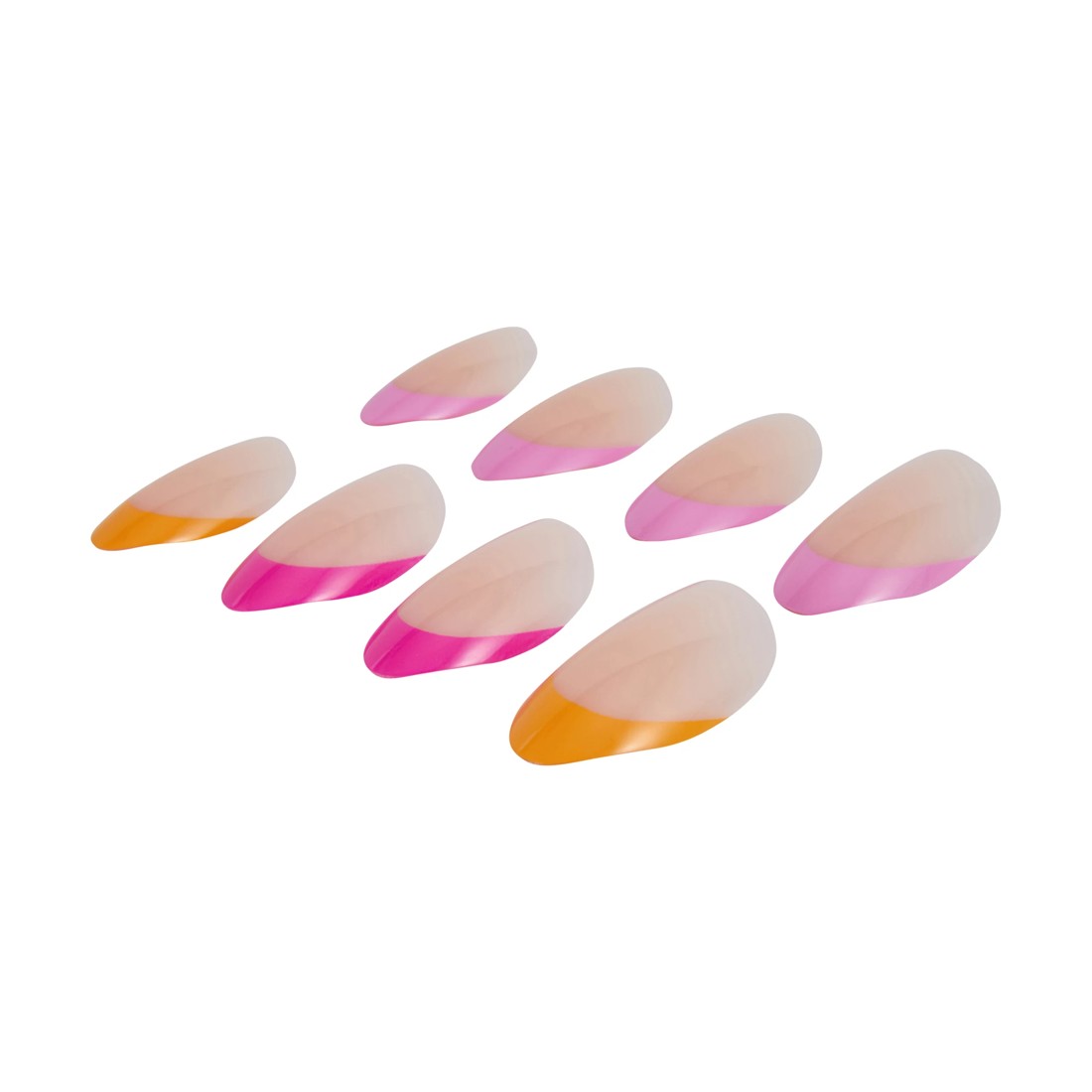 4 OXX Cosmetics 24 Pack Artificial Nails with Adhesive - Almond Shape, Pink and Orange Tip, 4 of 5