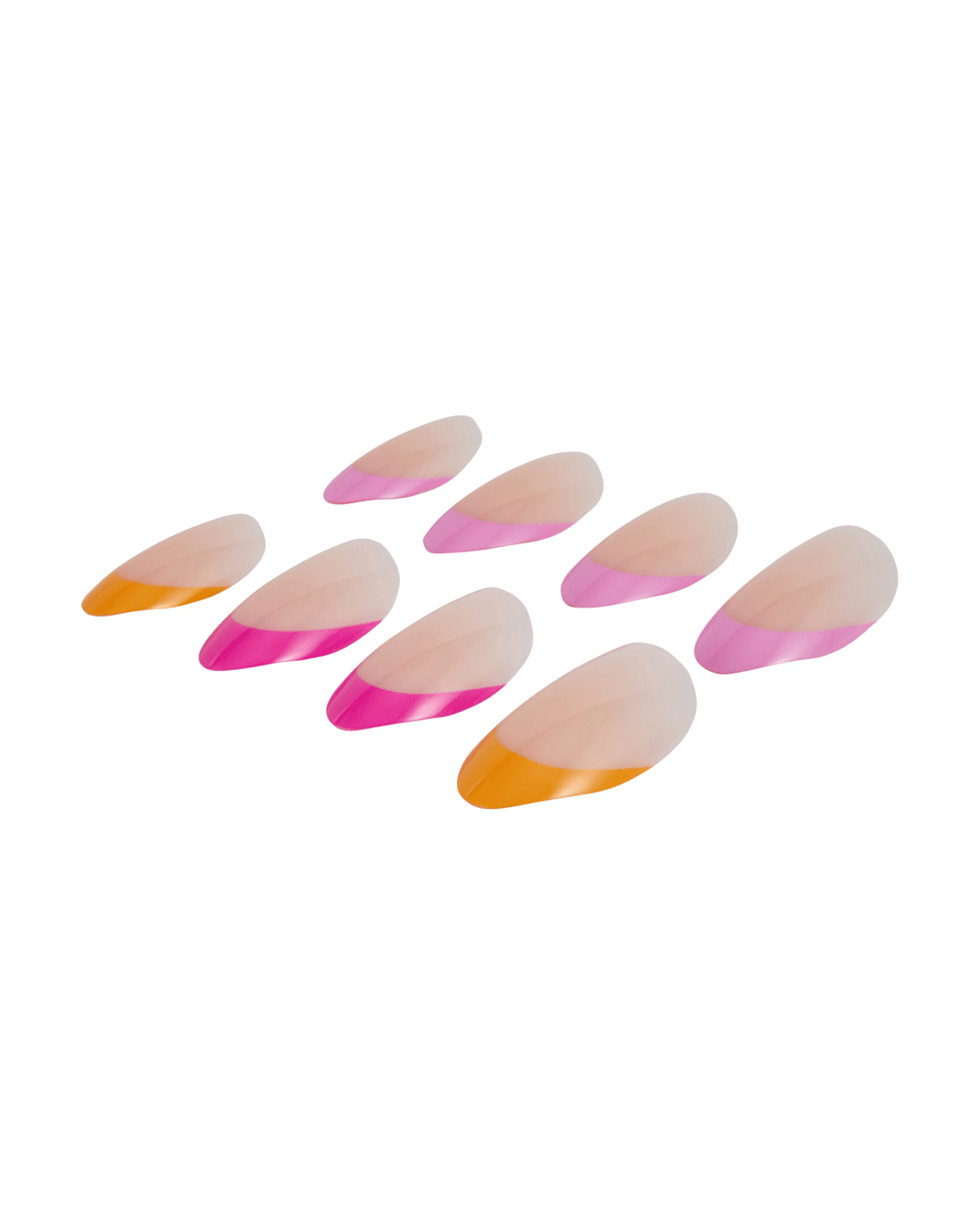 4 OXX Cosmetics 24 Pack Artificial Nails with Adhesive - Almond Shape, Pink and Orange Tip, 4 of 5