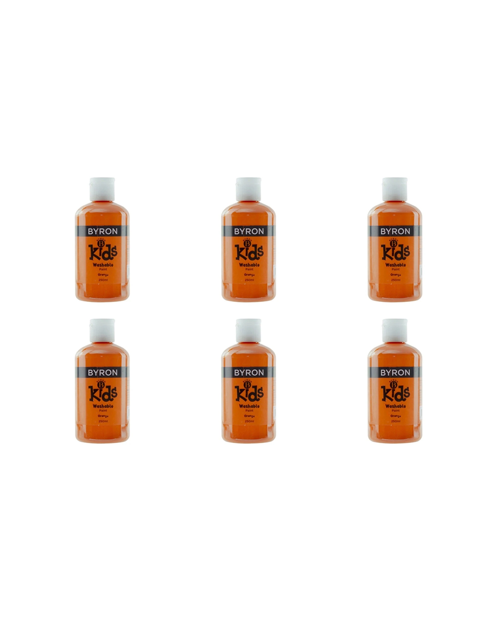 1 Jasart 6PK Byron Kids Washable Paint Tube 250ml 3y+ - Orange, 1 of 2