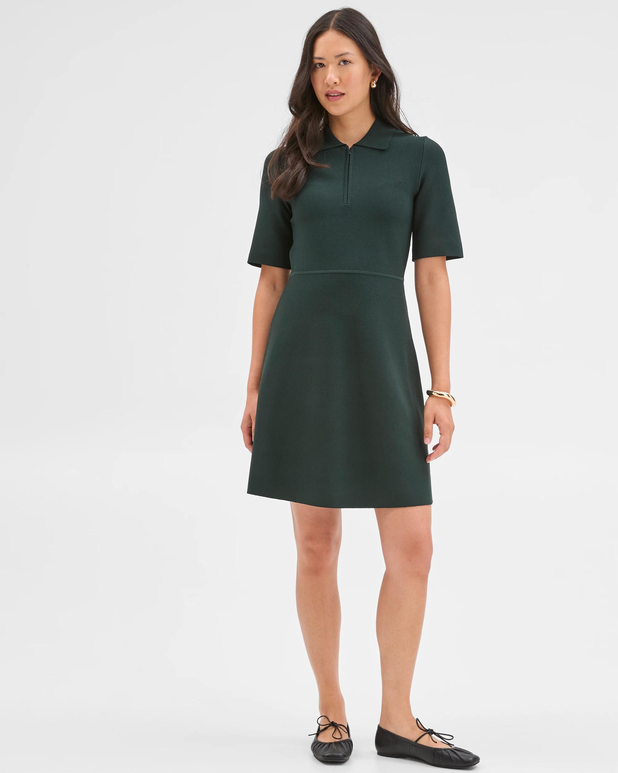 2 Preview Crepe Knit Mini Dress MID JADE, 2 of 6