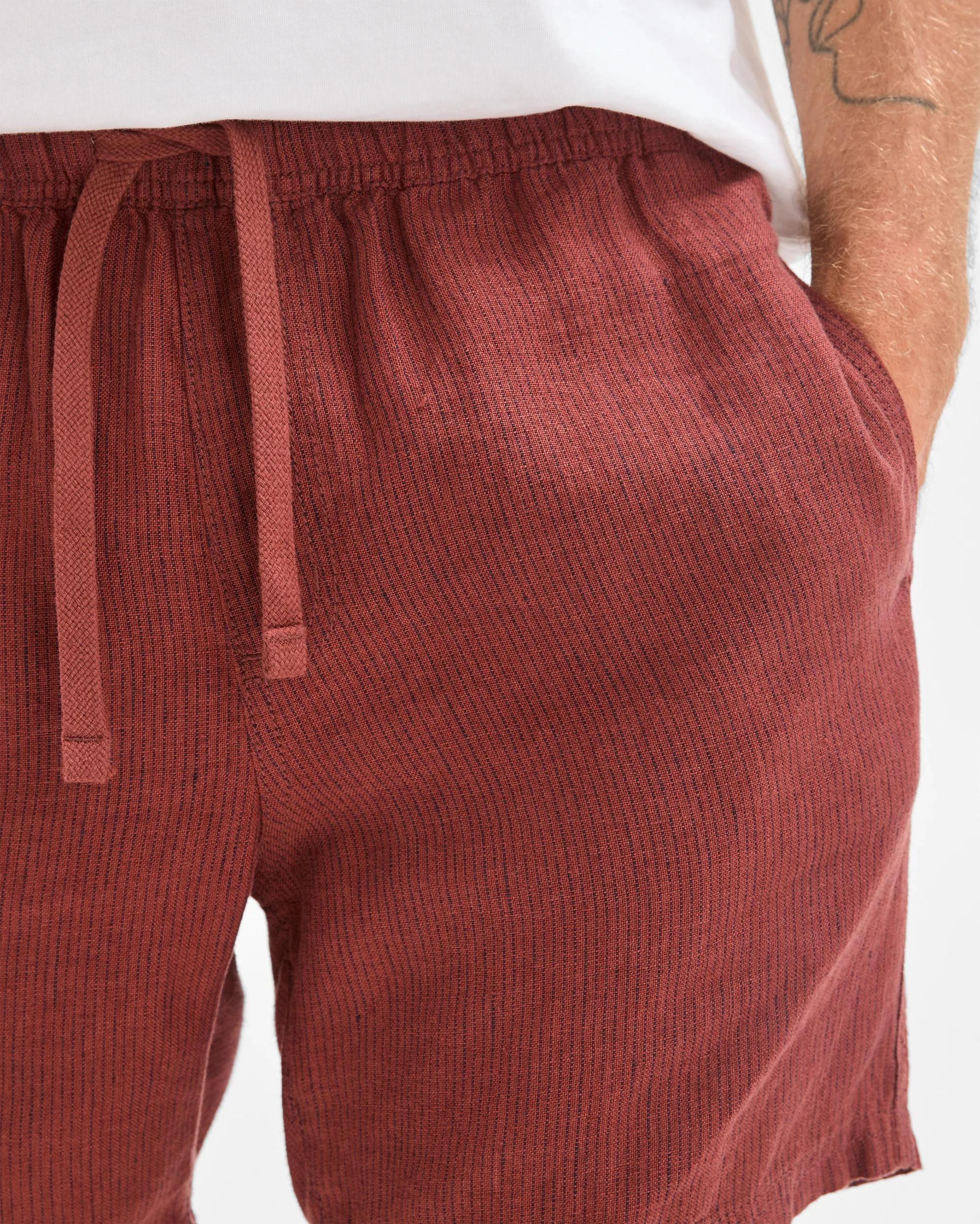 4 Target European Linen Stripe Shorts RUST, 4 of 6