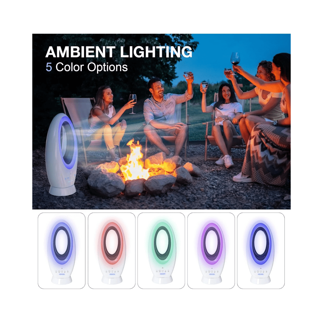 3 Advwin Wireless Bladeless Tower Fan, Outdoor Indoor Use 12000mah, 3 of 7