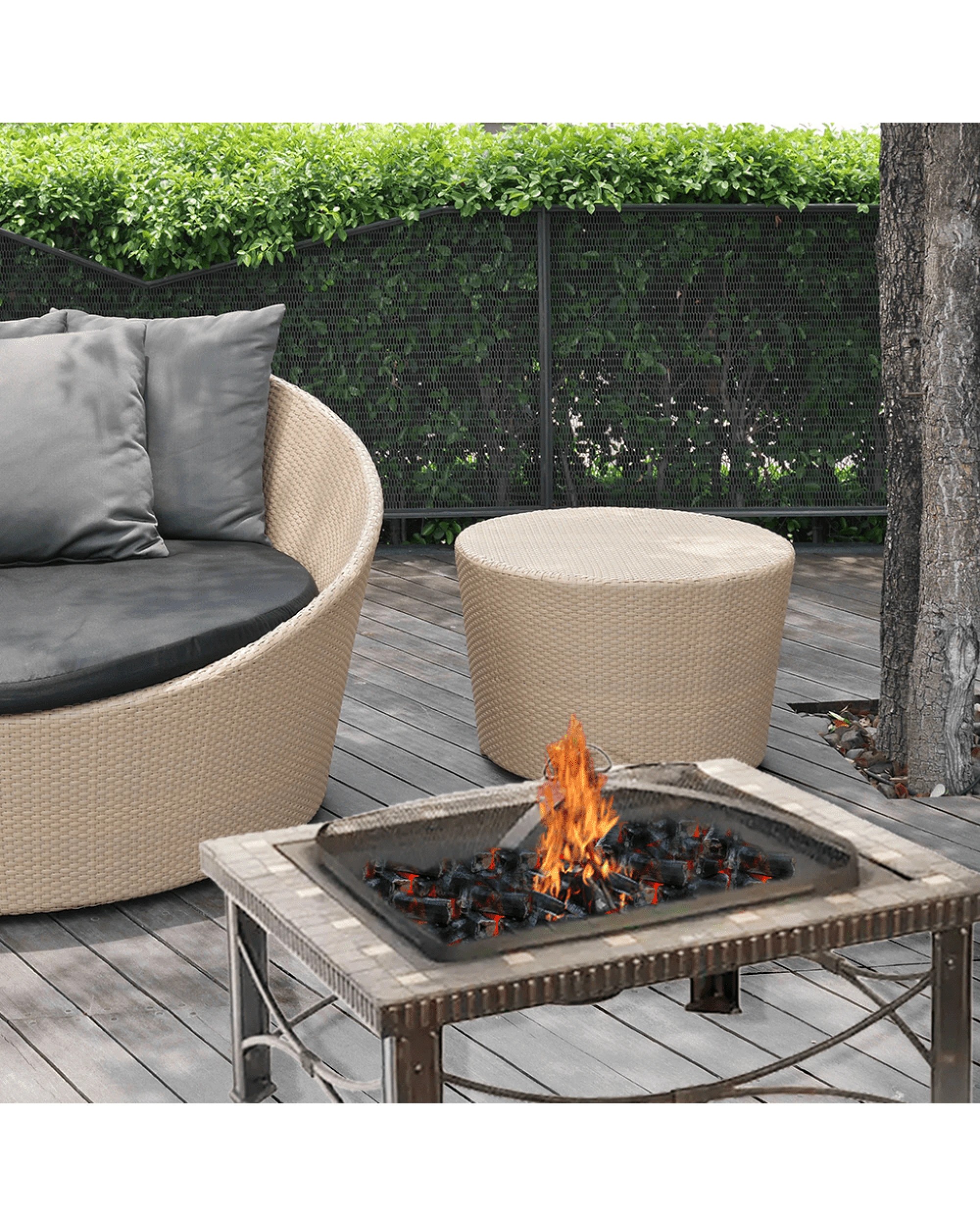 5 Br Home 30" Square Slate Tile Fire Pit Outdoor Patio Heater Fireplace, 5 of 6