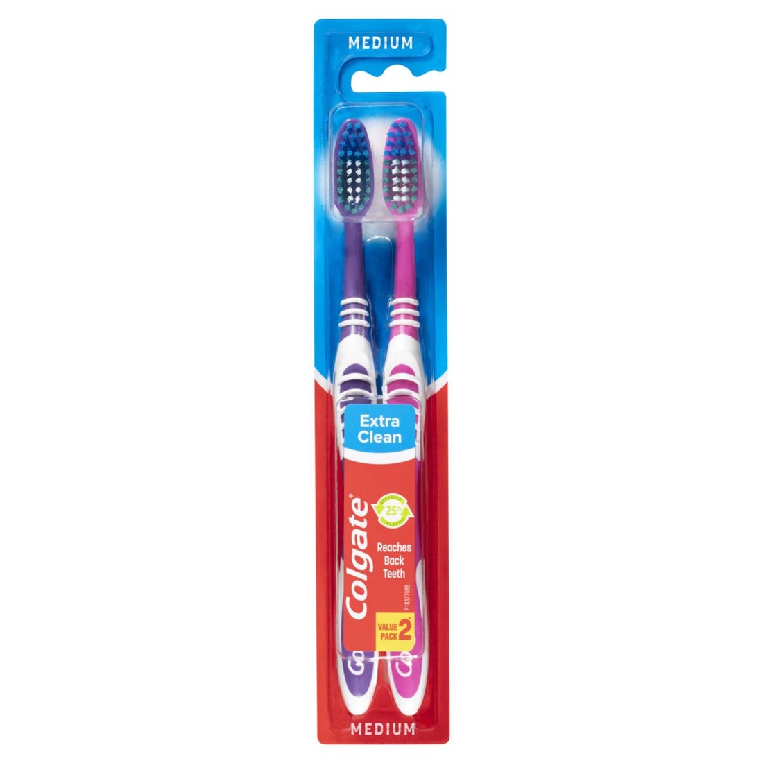 1 2 Pack Colgate Extra Clean Manual Toothbrush Medium Bristles, 1 of 9