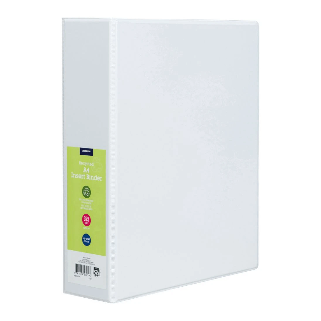 1 J.Burrows Insert Binder A4 4 D-Ring 50mm White, 1 of 6