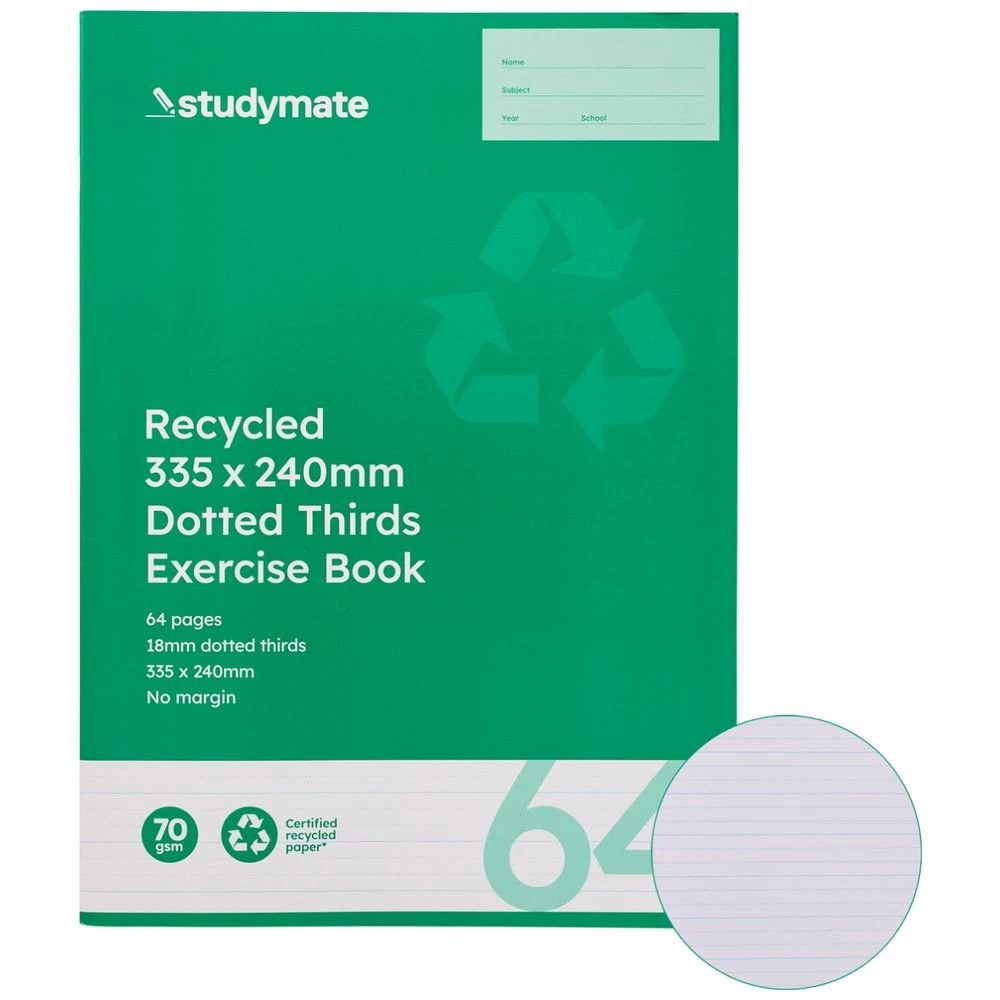 1 Studymate 335x240 Recycled 18mm Dotted Thirds Book 64 Page, 1 of 3