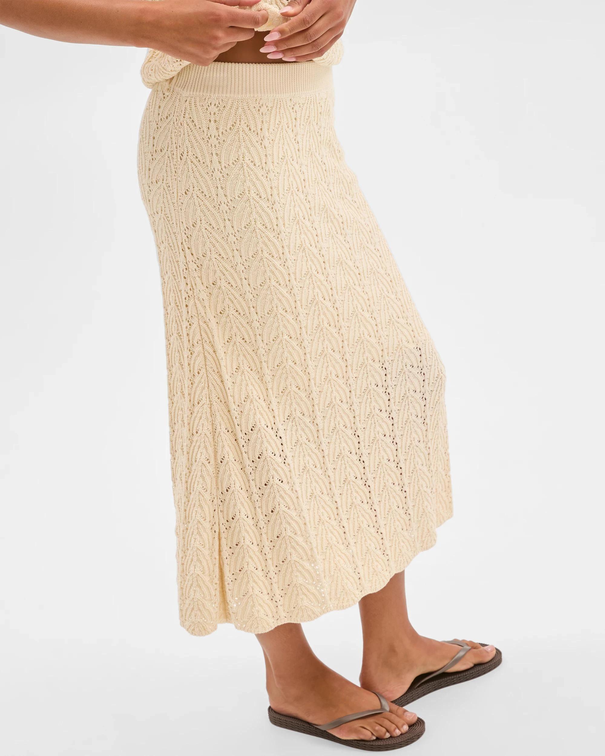 3 Target Australian Cotton Knitted A-Line Crochet Skirt NATURAL, 3 of 8